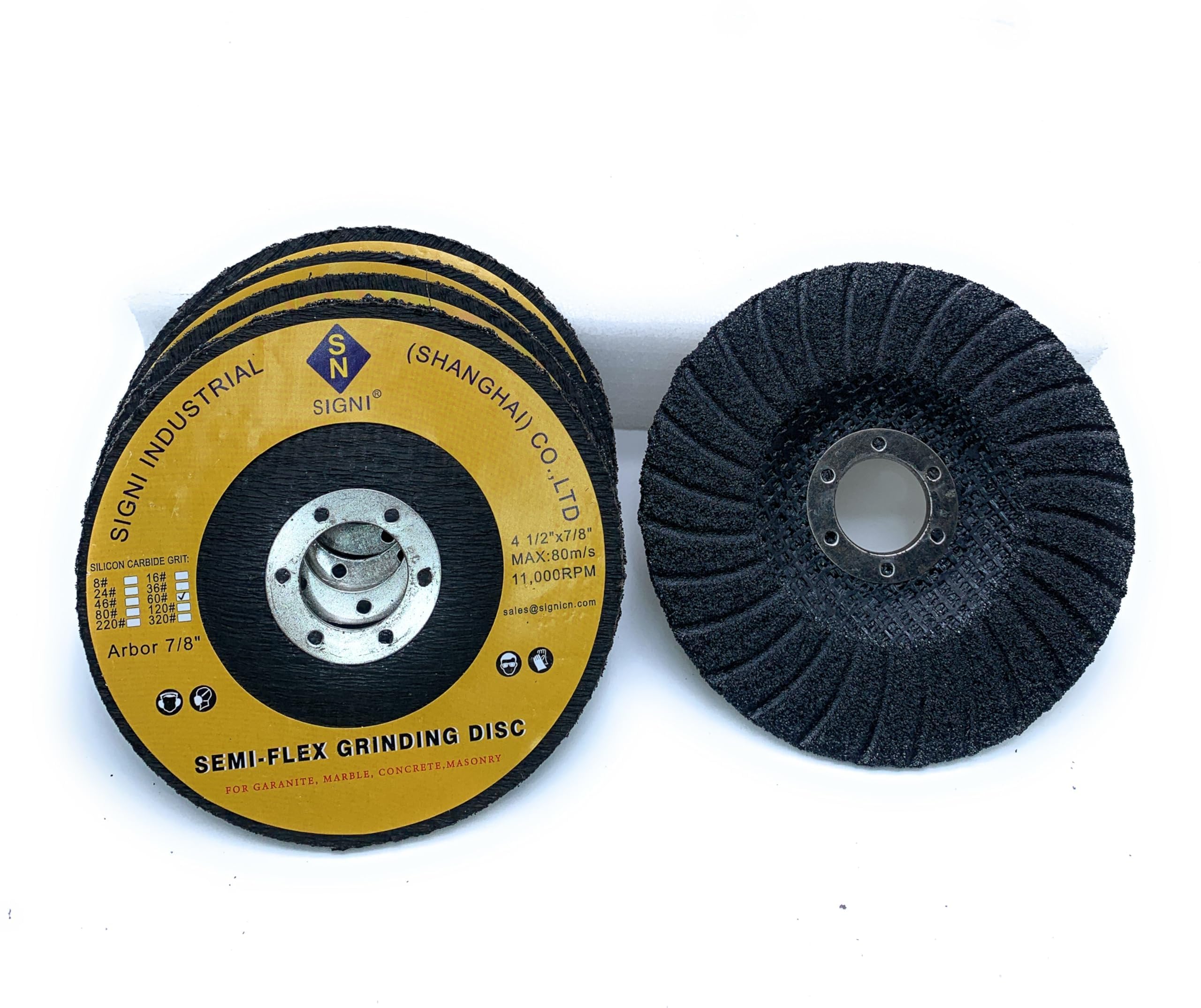 5 Stück 11,4 cm Halb-Flex-Schleifscheiben aus Fiberglas für Winkelschleifer, für Granit, Marmor, Stein, Glas (Körnung 36)