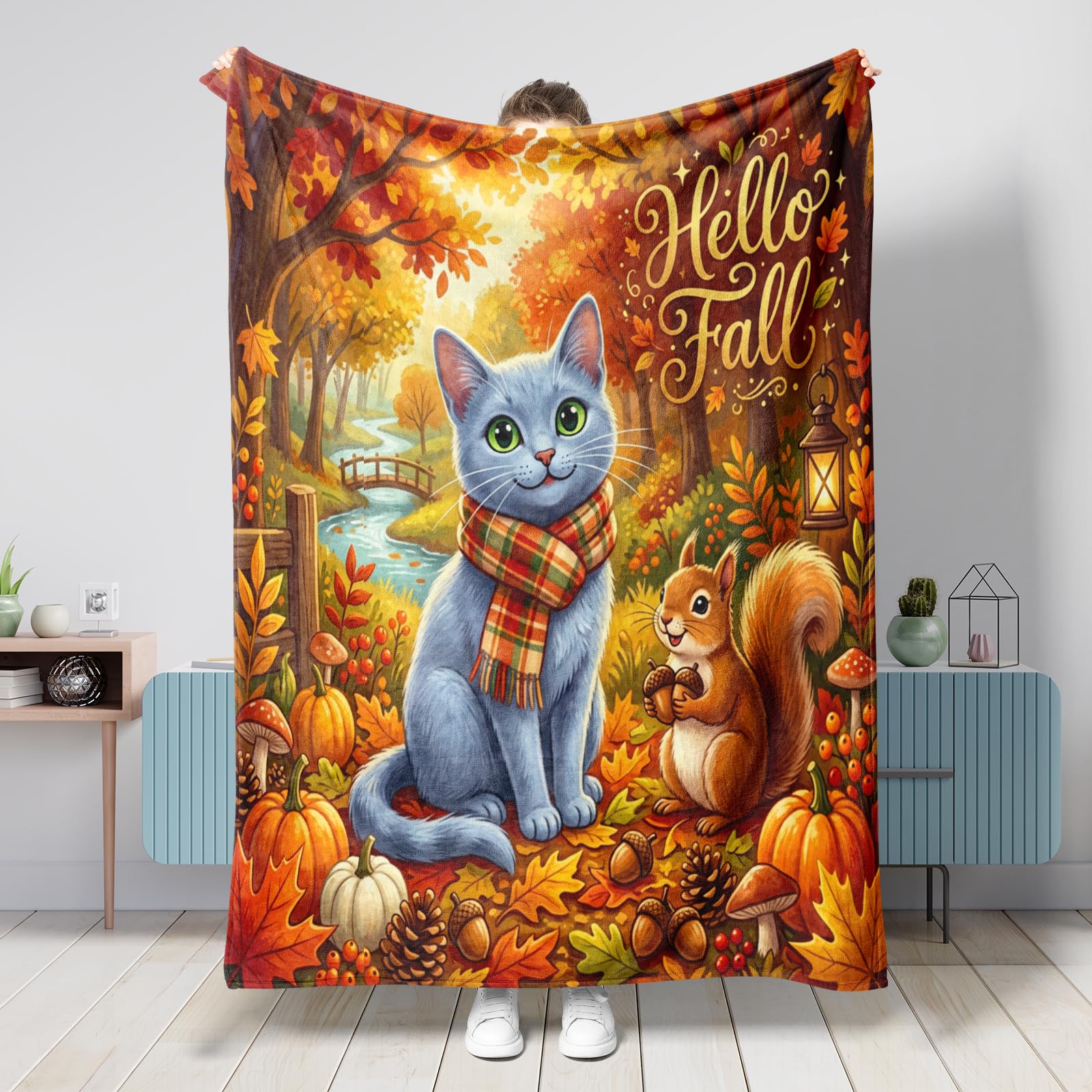 Couverture d'automne chaude flanelle bleu russe plaid canapé lit camping