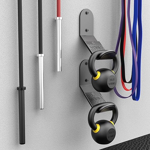 Miniatura 4 de veimia Kettle Bell Wall Rack, Wall Mounted Kettle Bell Storage Hanger, Gym Storage Mount for many Size Kettlebell, Kettlebell Rack with rubber mat