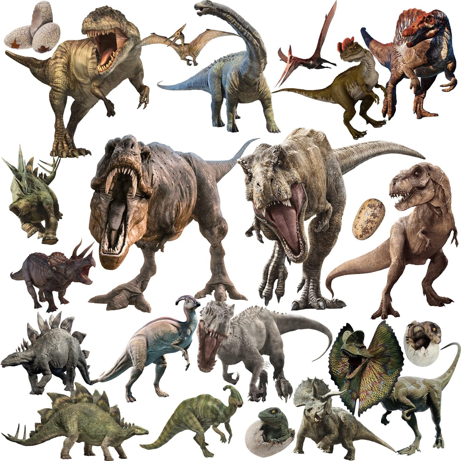 22 Dinosaur Wall Decals - Peel & Stick Removable Dinosaur Wall Stickers for Boys, Kids, Adults & Home Decoration