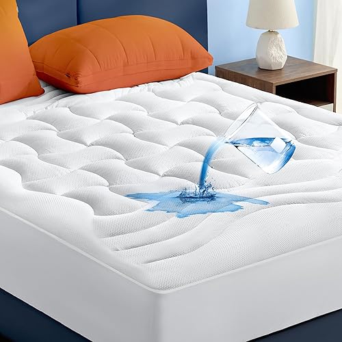 Miniatura 1 de Bedsure Protector de colchón impermeable tamaño Queen, protector de colchón acolchado grueso con bolsillo de 8 a 21 pulgadas de profundidad,