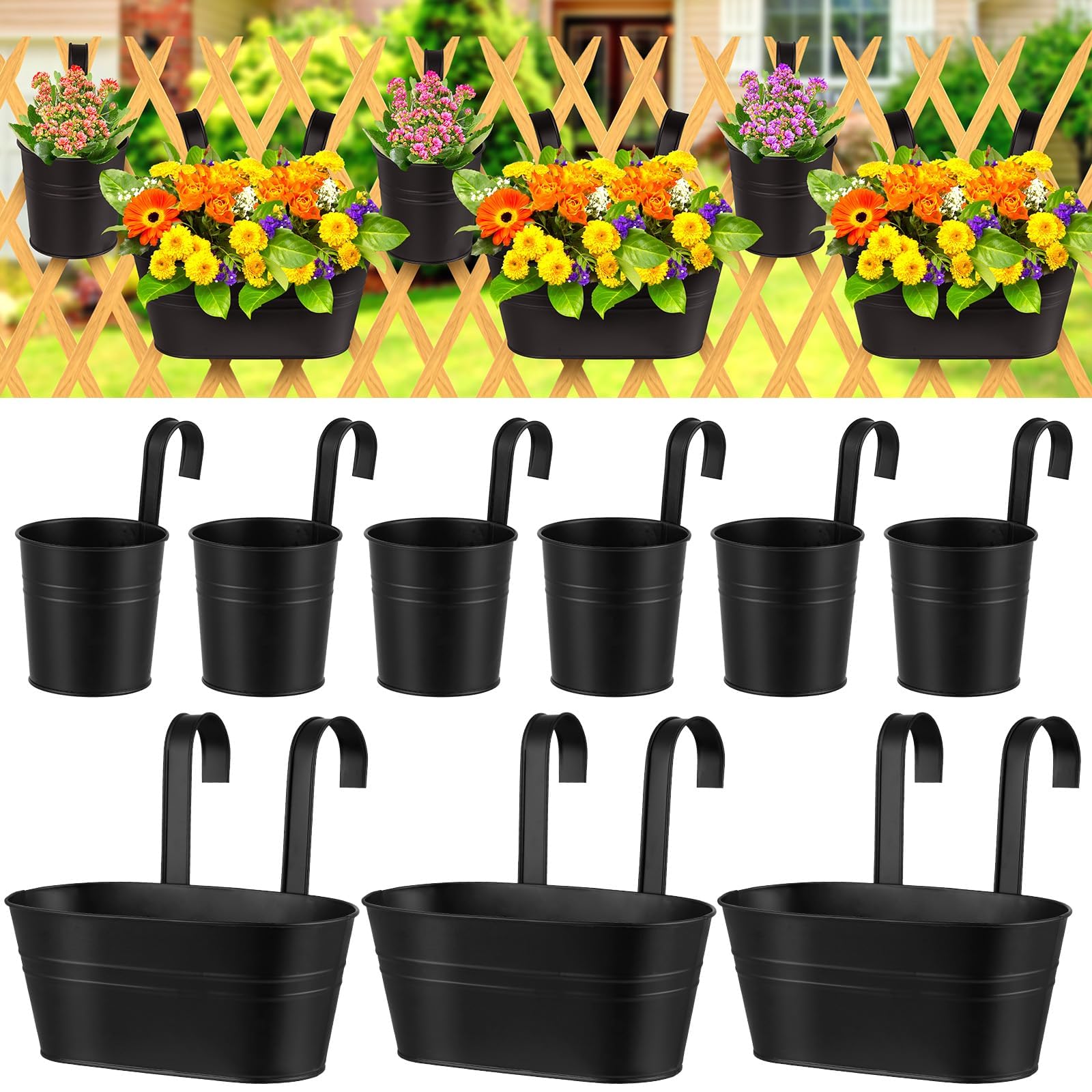 Amazon.co.jp: 屋外用植物用メタルアイアンハンギングプランター9個