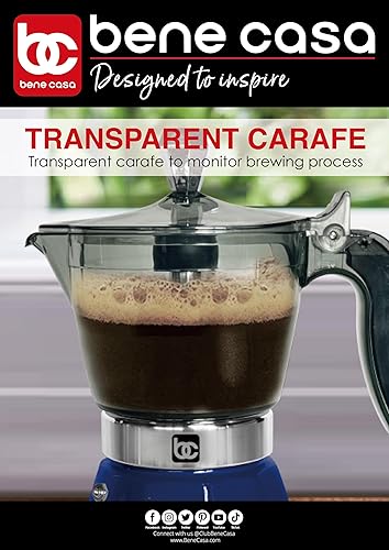 Miniatura 5 de Bene Casa Cafetera eléctrica portátil azul para café expreso, 1-3 tazaschupitos (1, azul)