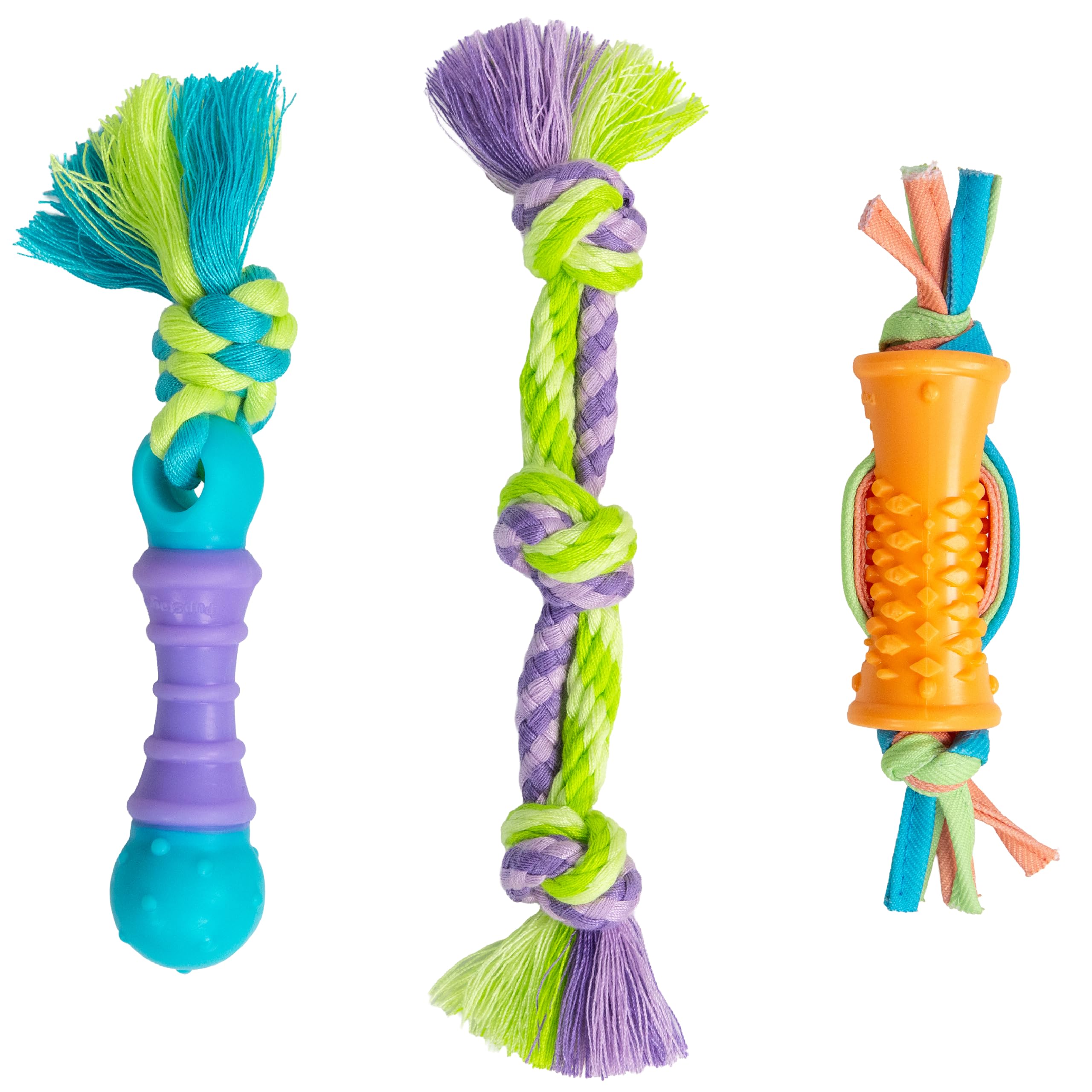 Dental Chew Pack Mini Dog Chew Toys, 7", 3-Pack | Helps Keep Teeth Clean, Massages Gums, Multi-Textured, Fetch &amp; Tug, Moderate Chewers, Small Dogs &amp; Teething Puppies
