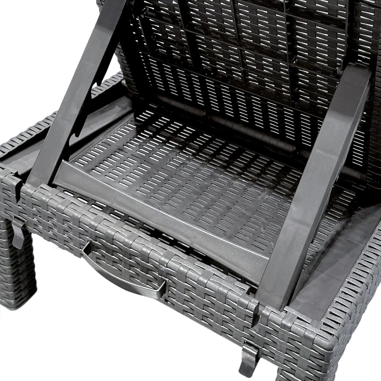 BOLLI Bain de Soleil, Chaise Longue Jardin Exterieur, Résine Imitation rotin tressé, Coussin Confort Inclus, Dossier réglable, Gris Sparkle