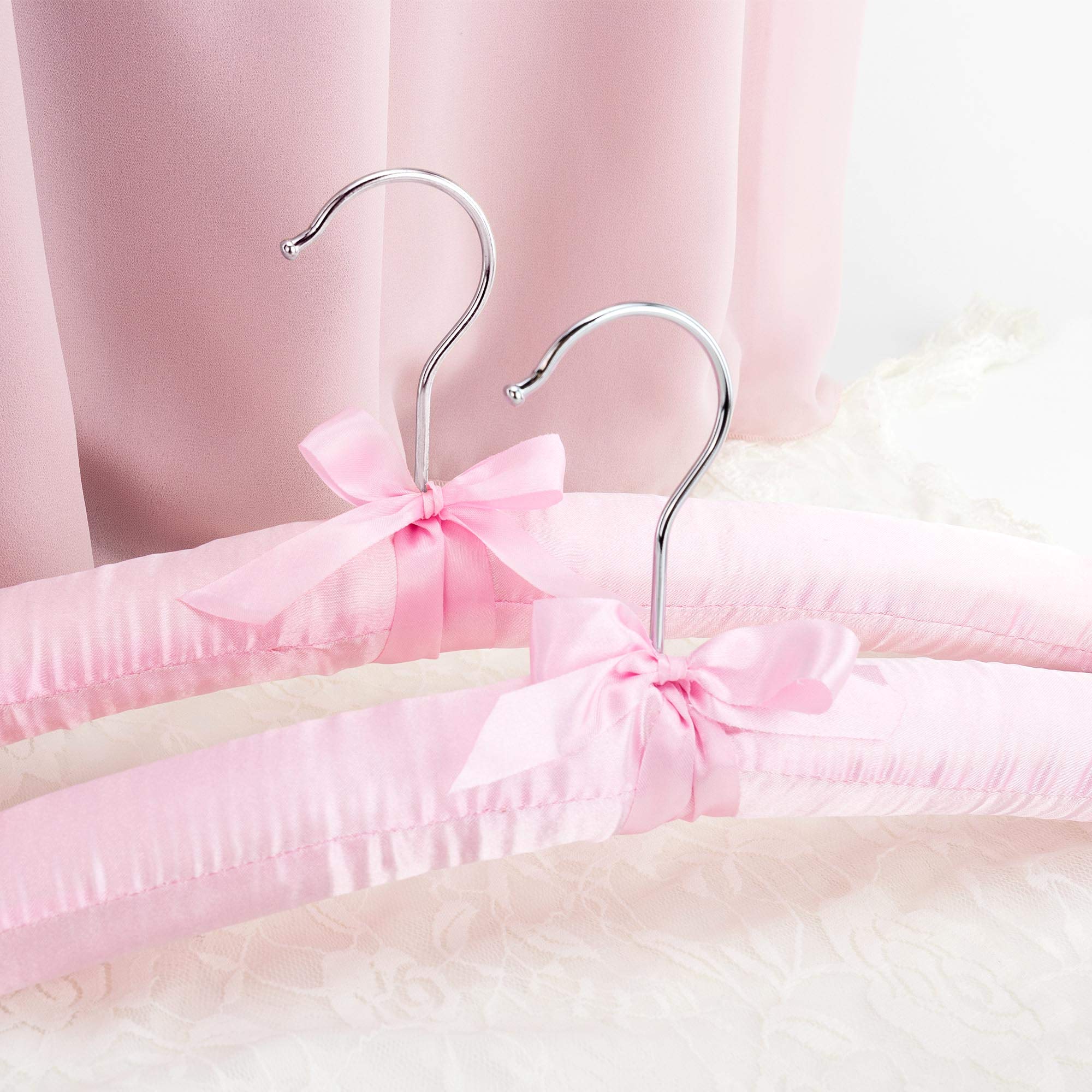 Hangerworld 5 Grucce Imbottite 43cm in Satin Rosa per Abiti Delicati in Lana Giacche e Cappotti