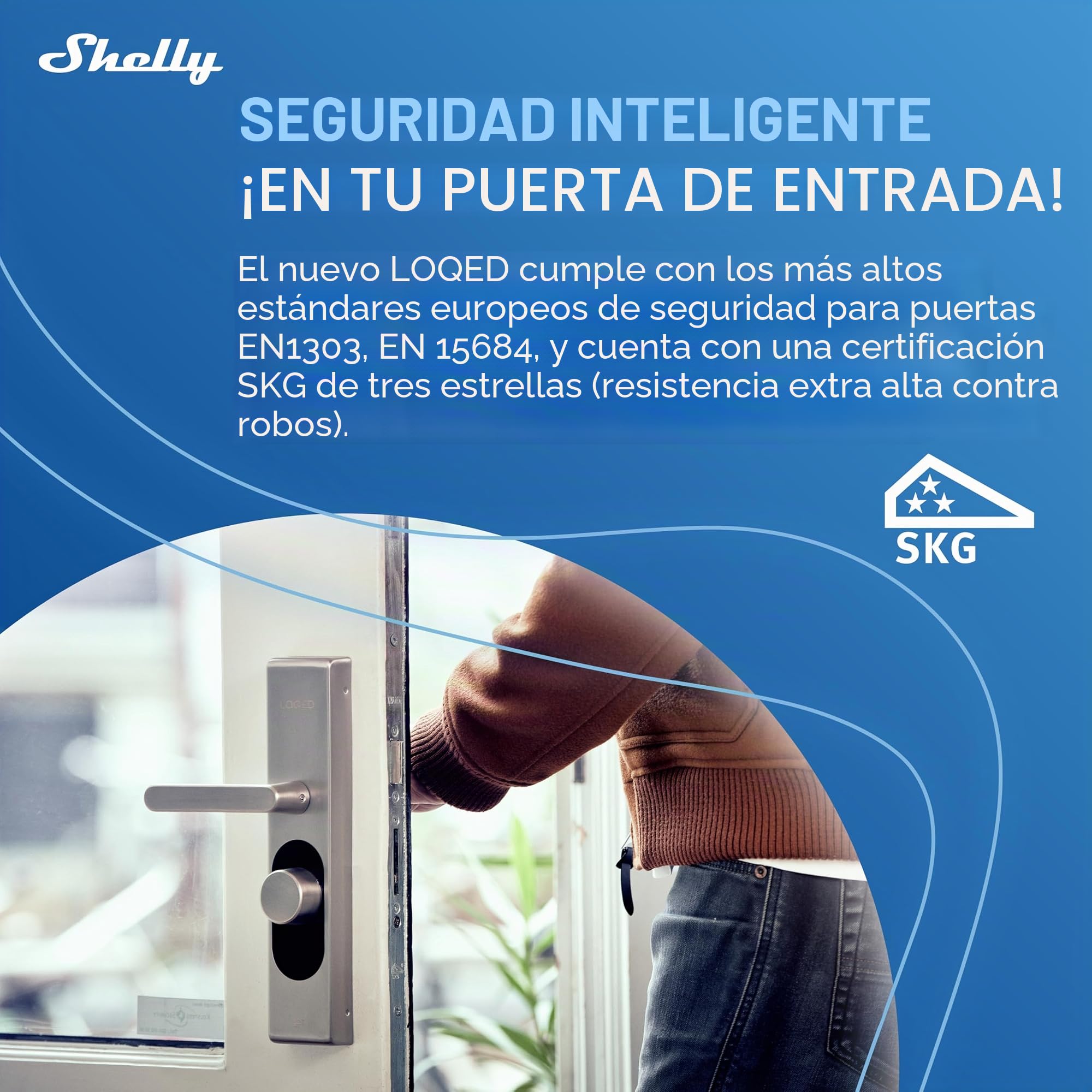 LOQED Touch Smart Lock Plateado - Cerradura inteligente con cilindro europeo, W-Fi, Bluetooth, Accesso remoto táctil sin llave y con Código, Control de Aplicación, Alta seguridad, Alexa, Google Home