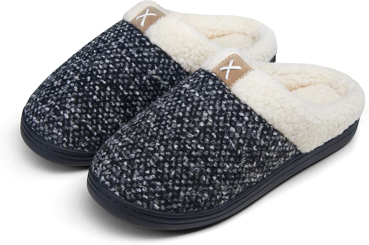 Vepose Women's Cozy Slippers Memory Foam Faux Fur Lined Closed Toe Slides Fuzzy Soft House Bedroom Shoes Slip On Indoor Outdoor Non-Slip Rubber Sole