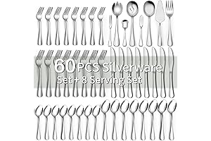 CEKEE 68 Piece Silverware Set with Serving Utensils for 12