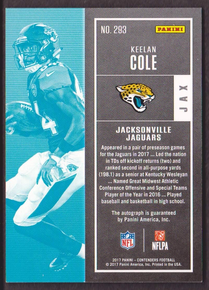2017 Panini Contenders Football #293 Keelan Cole RC AUTO Jacksonville Jaguars