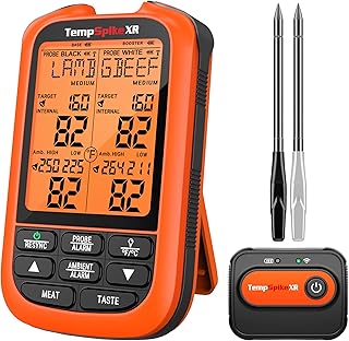 TempSpike 2000フィート ワイヤレス肉用温度計 超薄型ワイヤレスミートプローブ2個付き スマート肉温度計 デジタルワイヤレス ロティサリー、喫煙者、バーベキュー、グリル、キッチン調理温度計用