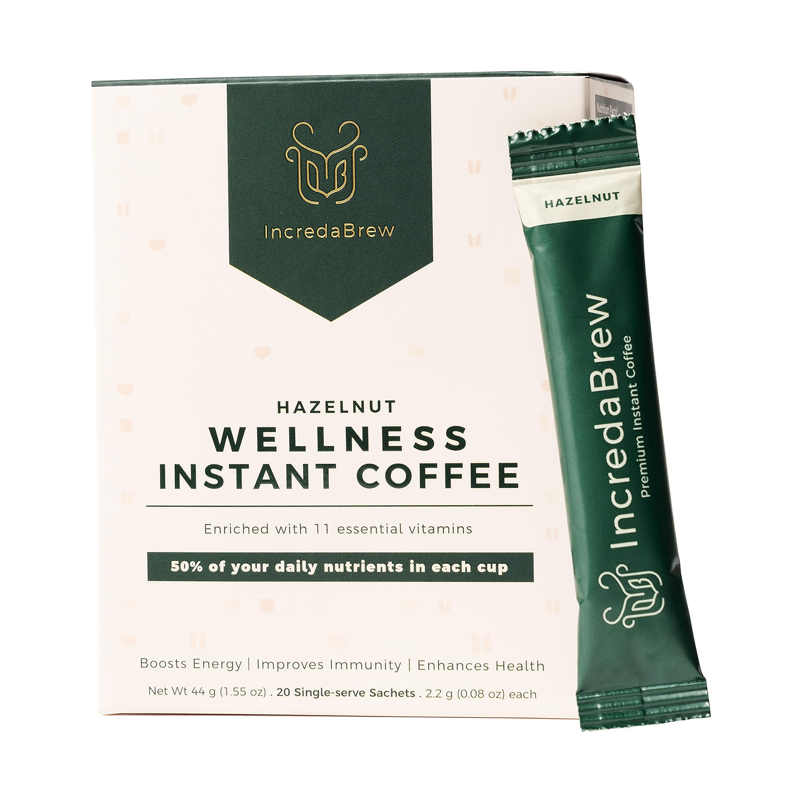 IncredaBrew Hazelnut Wellness Instant Coffee Powder - Vitamin Rich Hazelnut Coffee, Flavoured Coffee, 20 x 2.2g Instant Coffee Sachets (B09X5VQ6PK) Amazon Price History, Amazon Price Tracker