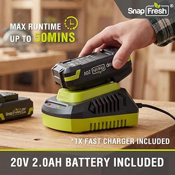 SnapFresh 20V Cordless Hedge Trimmer, 18 Electric Hedge Trimmer with Dual-Action Blades, 2.0Ah Battery Powered Hedge Trimmer Fast Charger Included, 4Lbs Hedge Clippers for Bushes, Shrubs & Yard Work