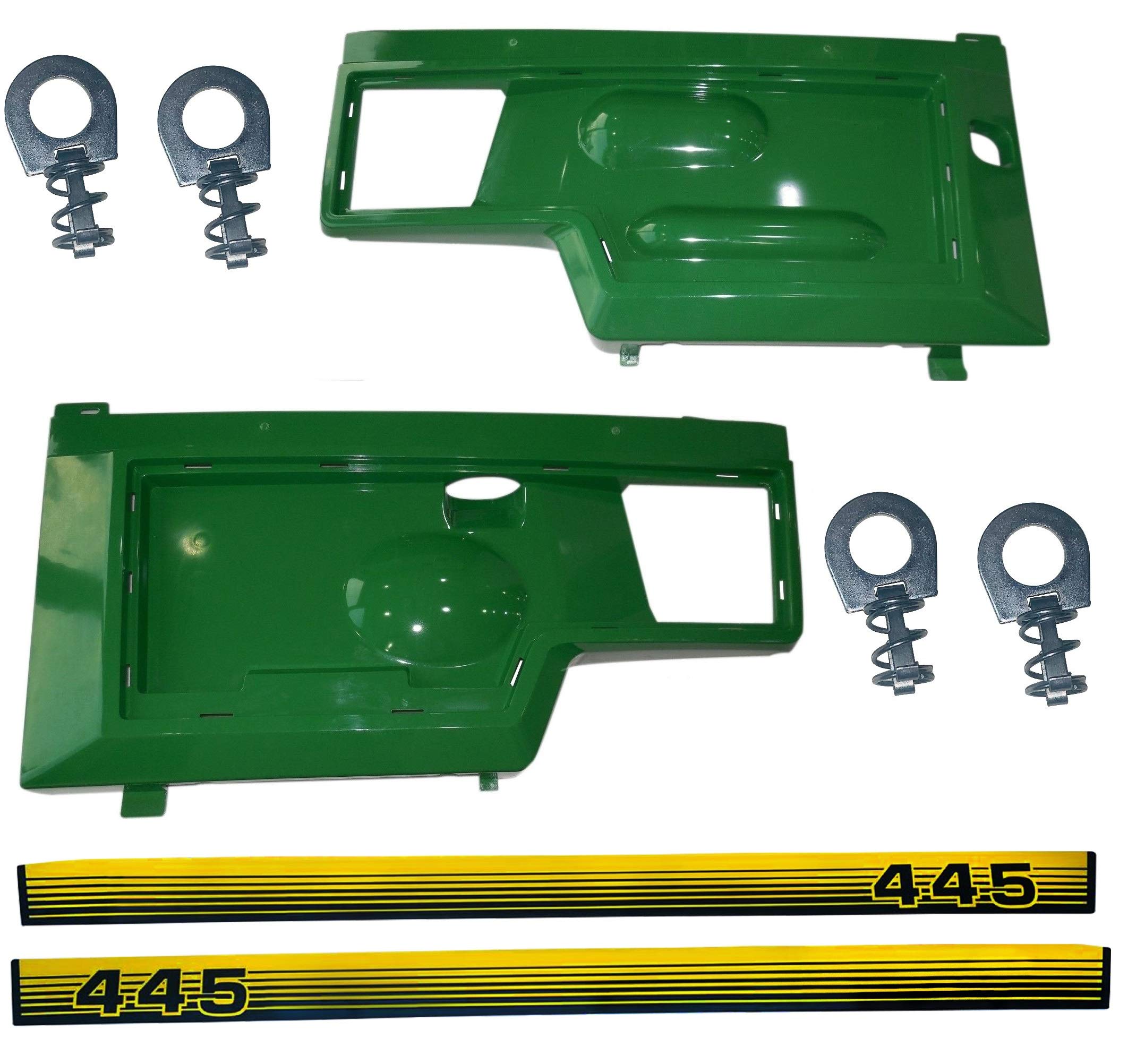 New LH & RH Side Panels/Decal Set/Panel Retaining Clip Kit Replaces AM128982 AM128983 M116148 M1166149 Compatible with JohnDeere 445 S/n below 070000