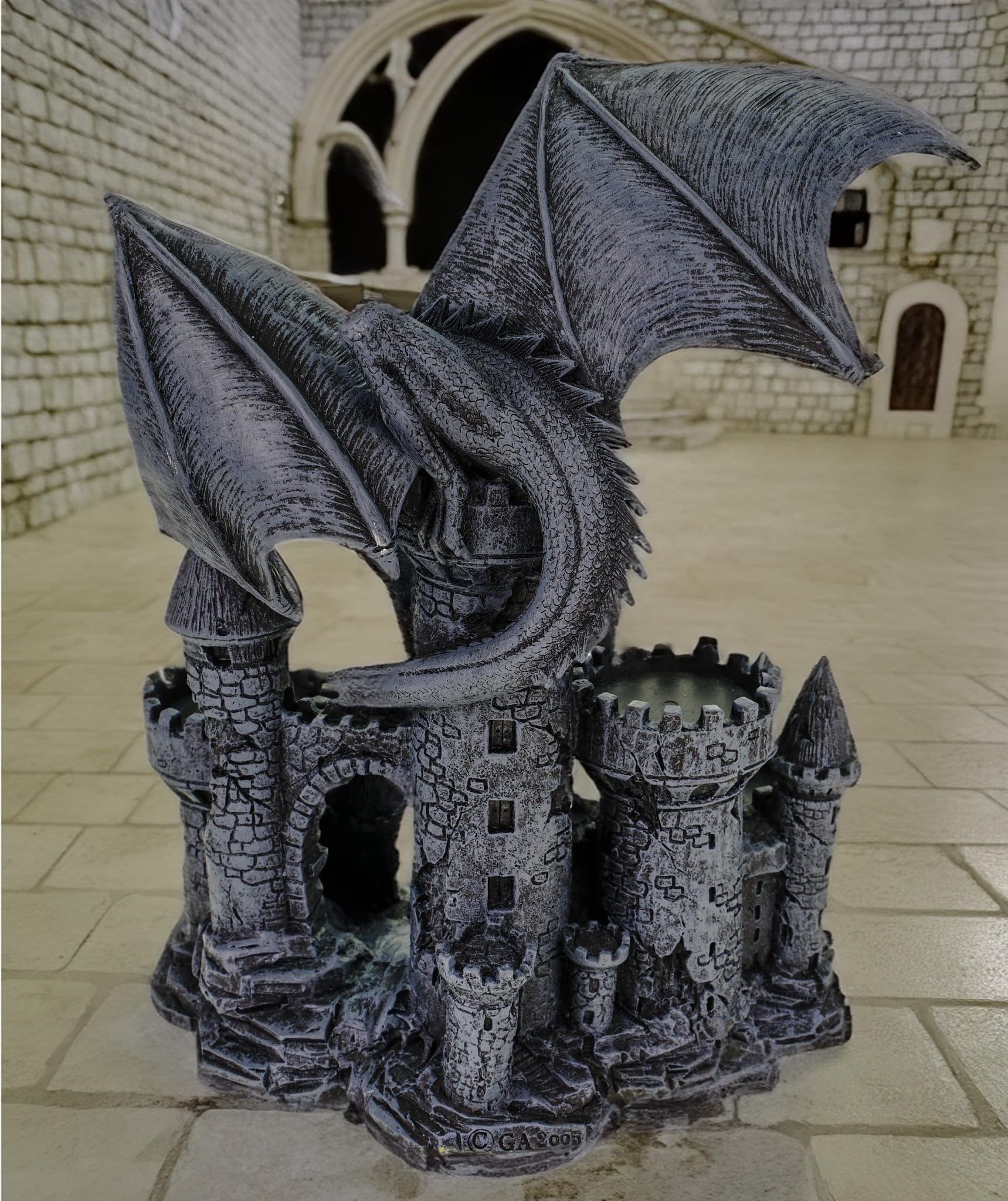 Portacandela a forma di drago in poliresina Figura di drago per luci da tè Portacandele