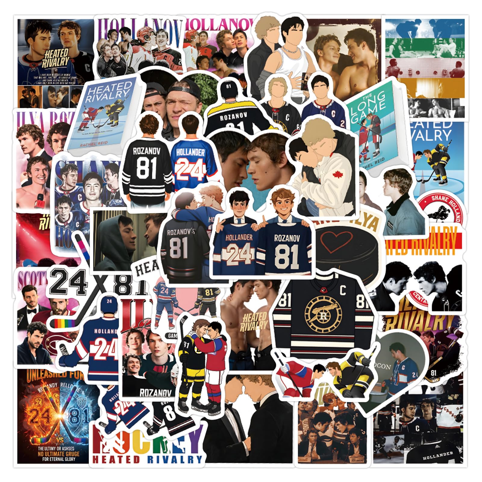 Feng Qi 120 Pcs TV Hockey Heated Rivalry Stickers for Water Bottles, Waterproof Vinyl Hoc…