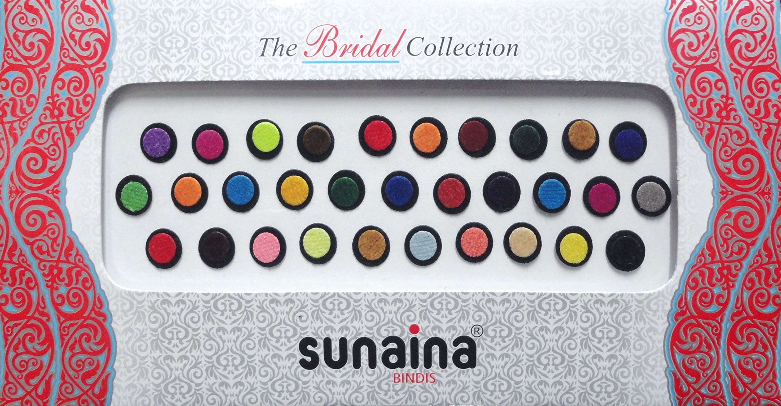 sunaina bridal collection 2 ply multicolour round bindis for women (size-2) [sdpm102] (pack of 3 cards)