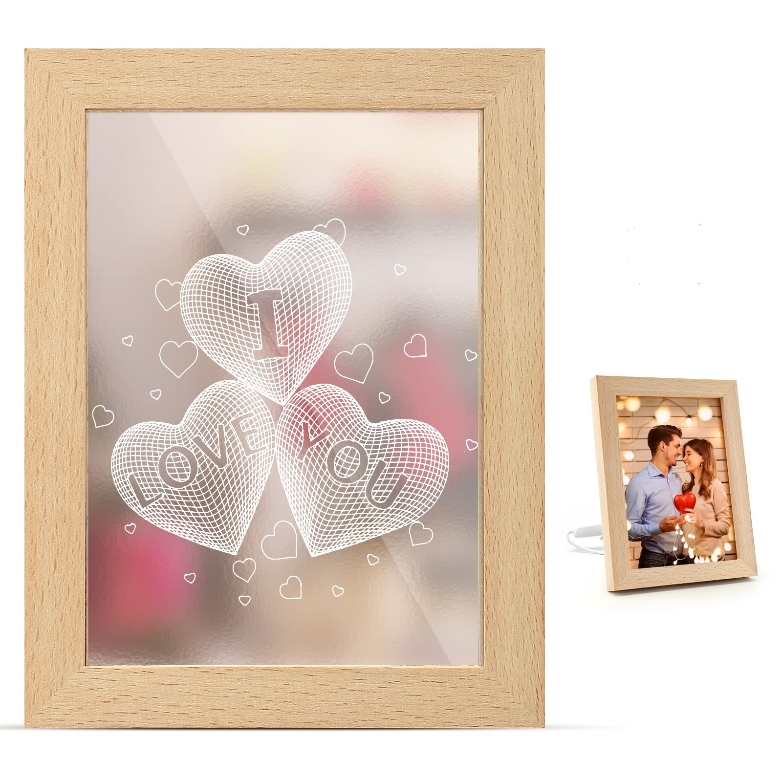 Photo 1 of **NEW/BUNDLE OF 2**  ECGER 4x5.5 inch Picture Frame with Tricolor Warm Light Valentine Gift Expresses Love for Table Top Display Valentine Day Decorations