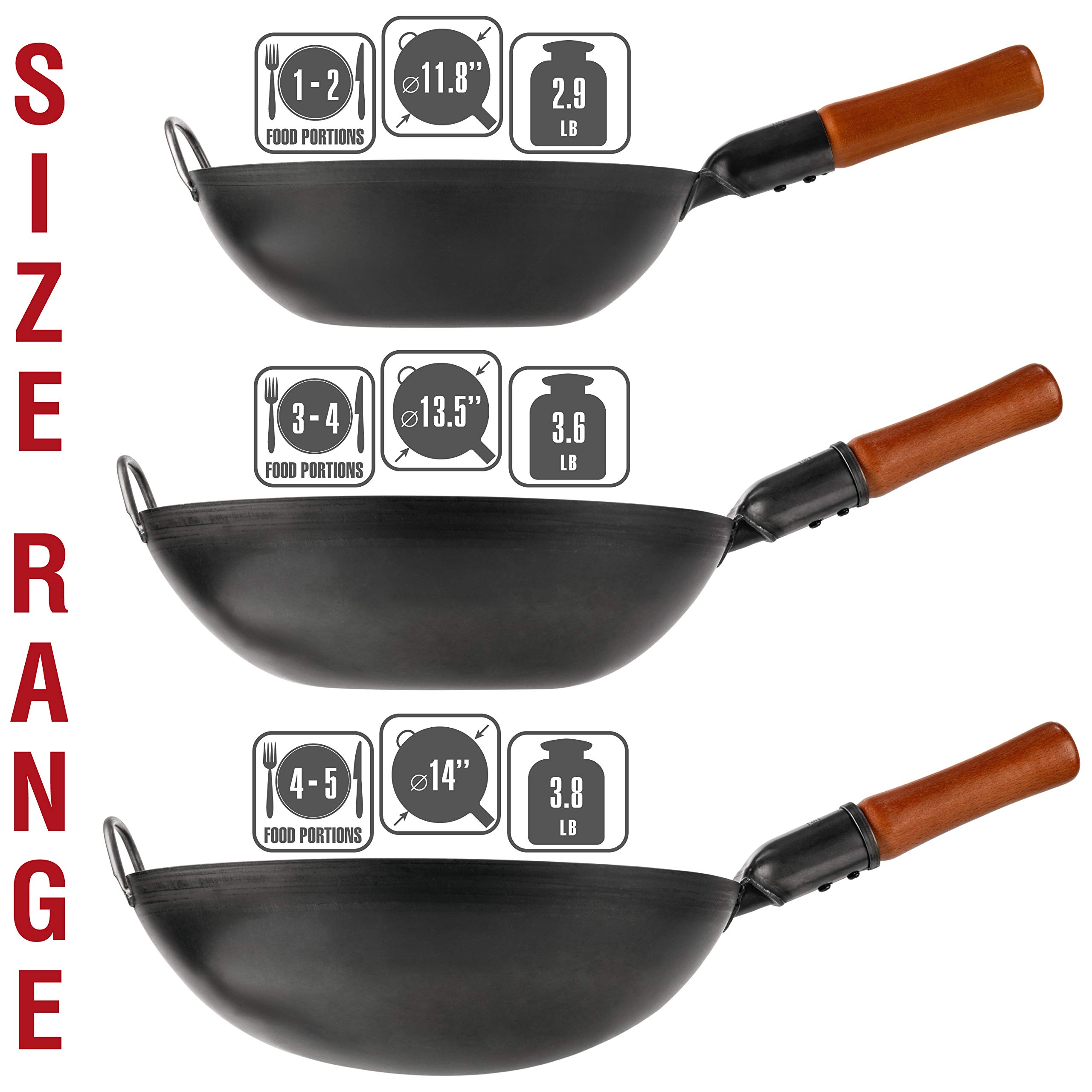 Yosukata Carbon Steel Wok Pan 13,5 “ Woks and Stir Fry Pans Chinese