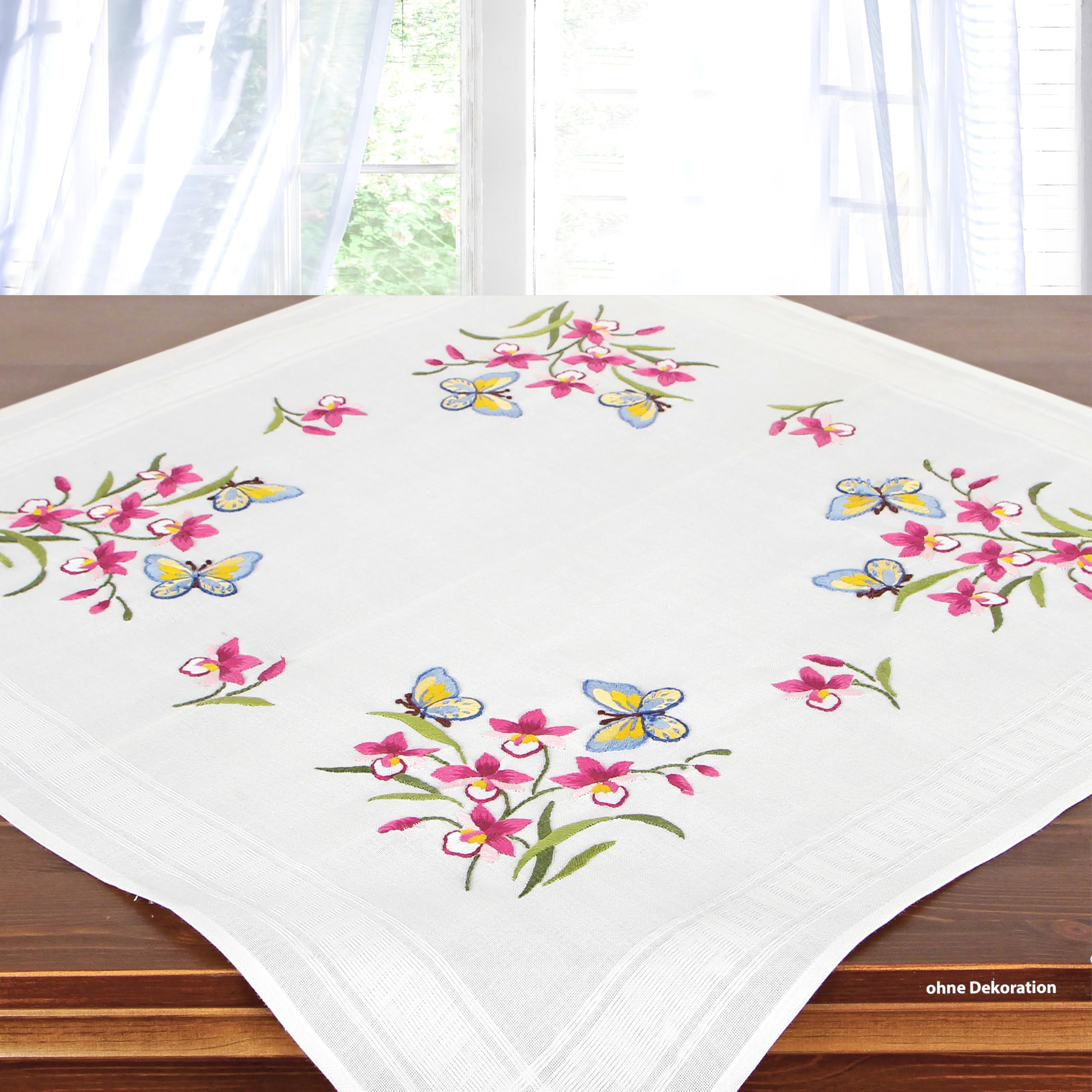 KAMACA Set da ricamo con prato floreale, set di ricamo creativo con tovaglia prestampata, 10 colori e istruzioni dettagliate, perfetto per adulti e principianti (sinfonia estiva MD 80 x 80 cm