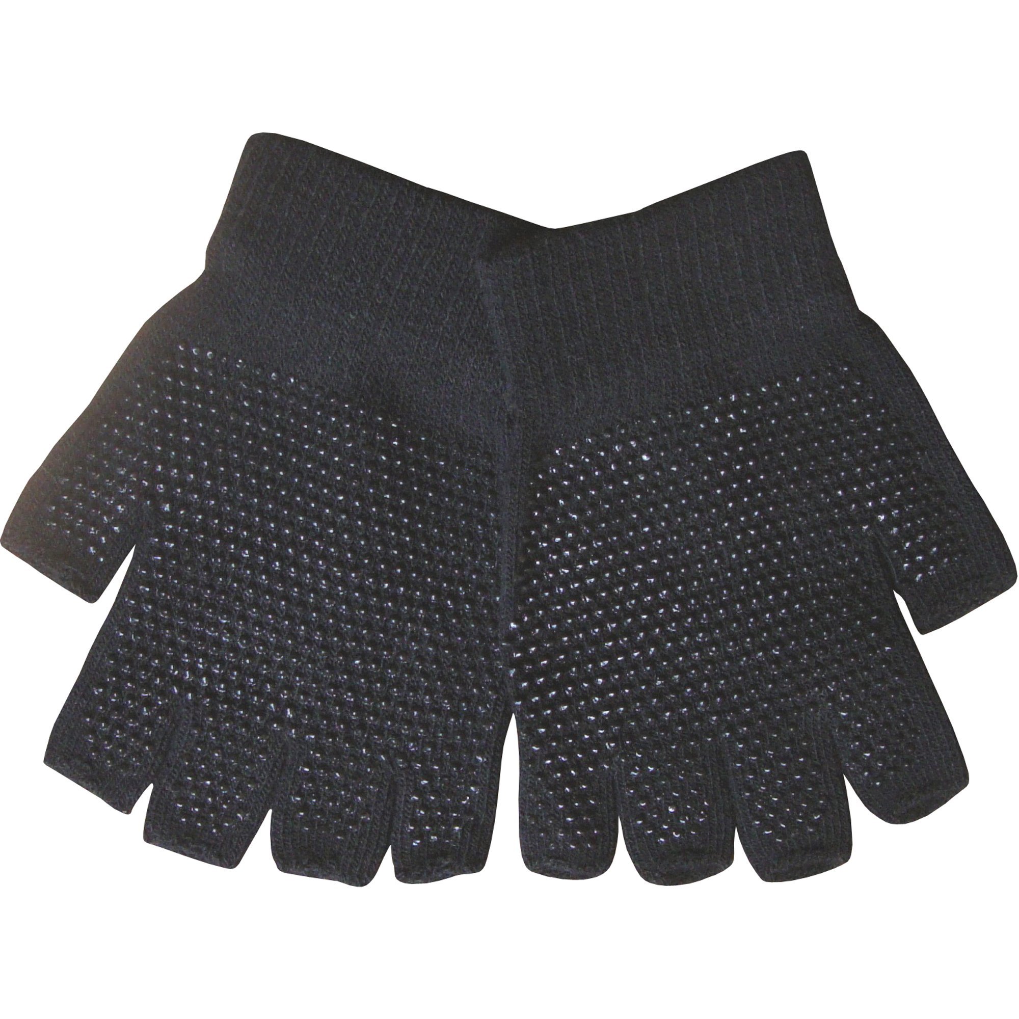 Youths Black Super Soft Magic Gripper Fingerless Thermal Winter Gloves