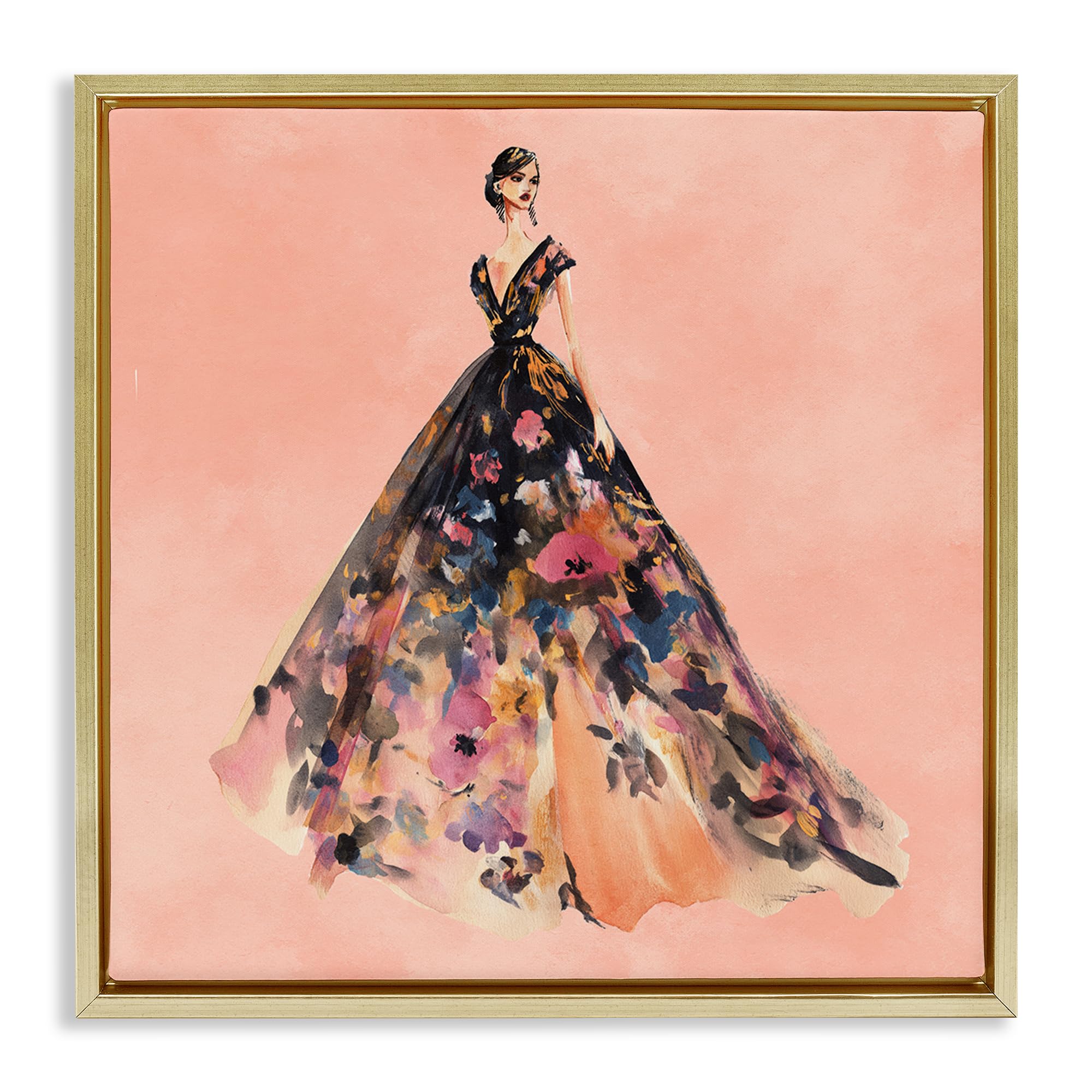 Stupell Industries Rose Gold Night Gown 'Rose Gold Night', Floating Frame Canvas Art, Gold, 25 X 25 Inches, Easy To Hang And Sturdy, Made In Usa, By Svetlana Aleynikova