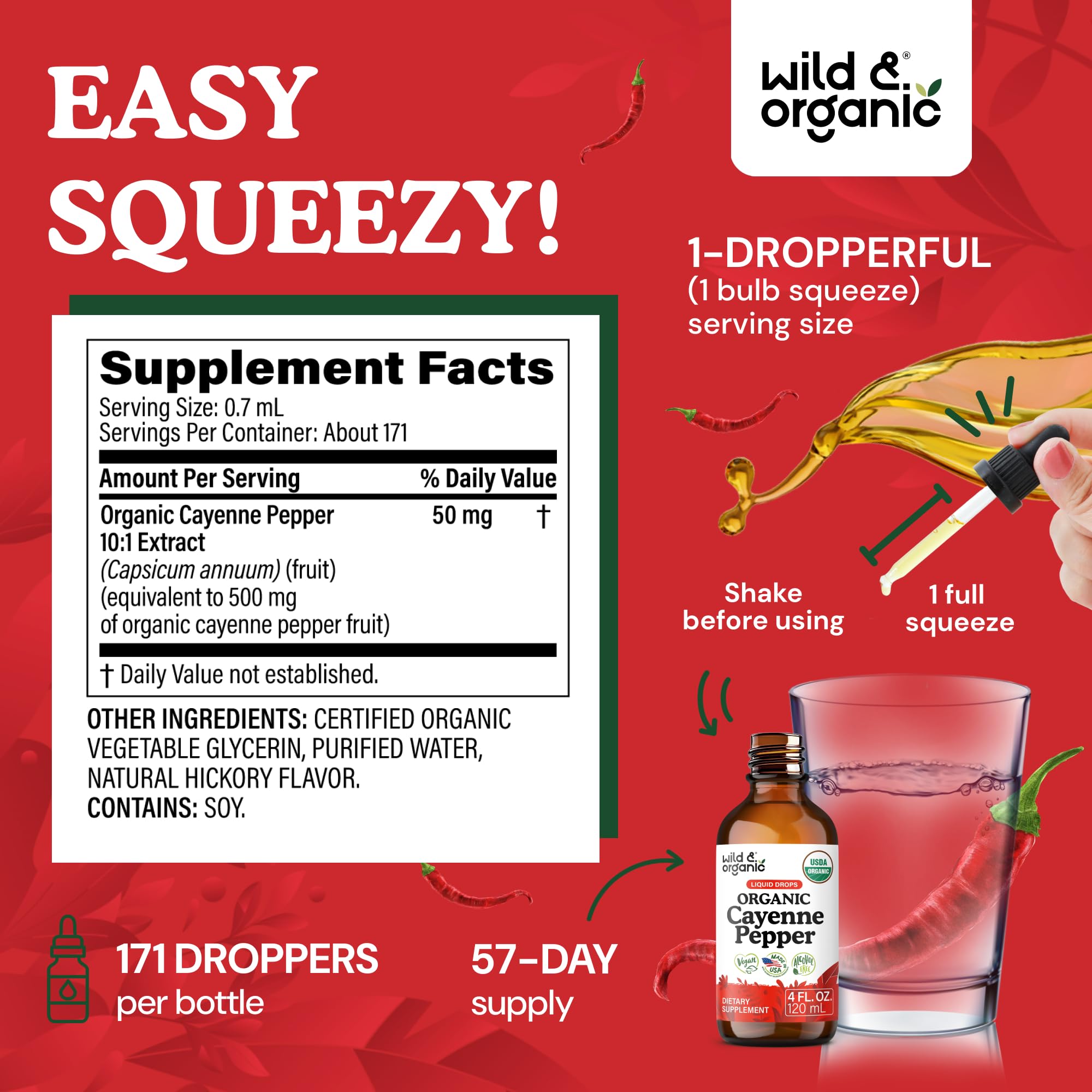 USDA Organic Cayenne Pepper Drops - Antioxidant, Digestive Support - 4 oz — Amazon image 3
