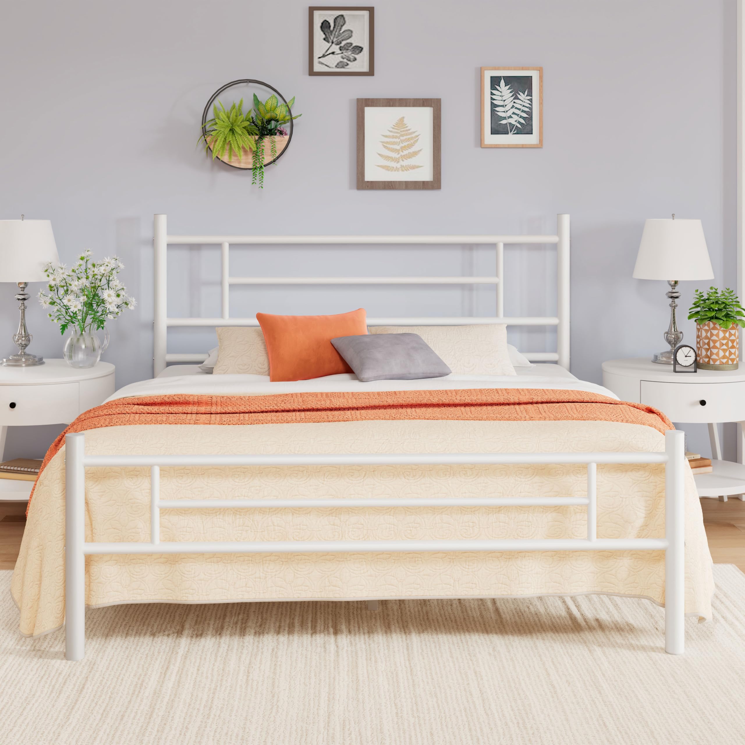 Allewie 14 Inch Queen Size Metal Platform Bed Frame with Headboard and Footboard, Underbed Storage, Strong Metal Slats Support, Mattress Foundation,