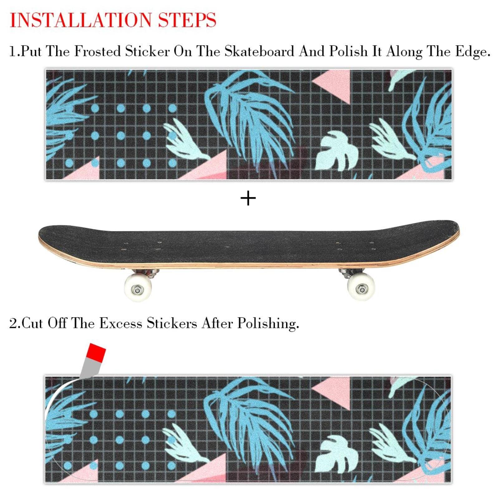 Graphics and Leaves Lot de 2 feuilles de papier abrasif pour planche de skateboard et longboard