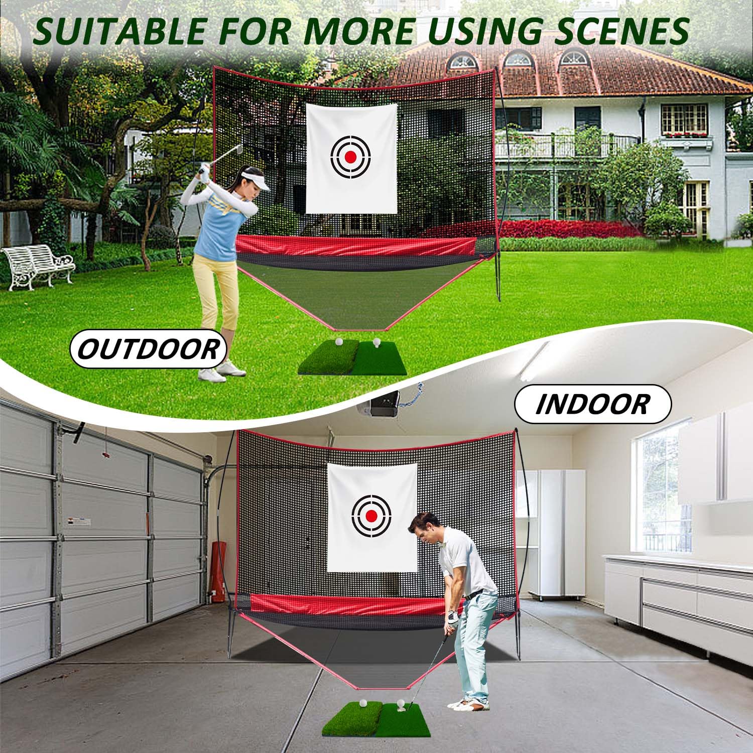 Golf Hitting Practice Nets and Turf Mat Tees for Backyard Driving Gift for Mens Real Indoor Golf Lovers Balls Hitting Driving Nets for Indoor Outdoor Garage Use Golfing Swing Training Impact Net