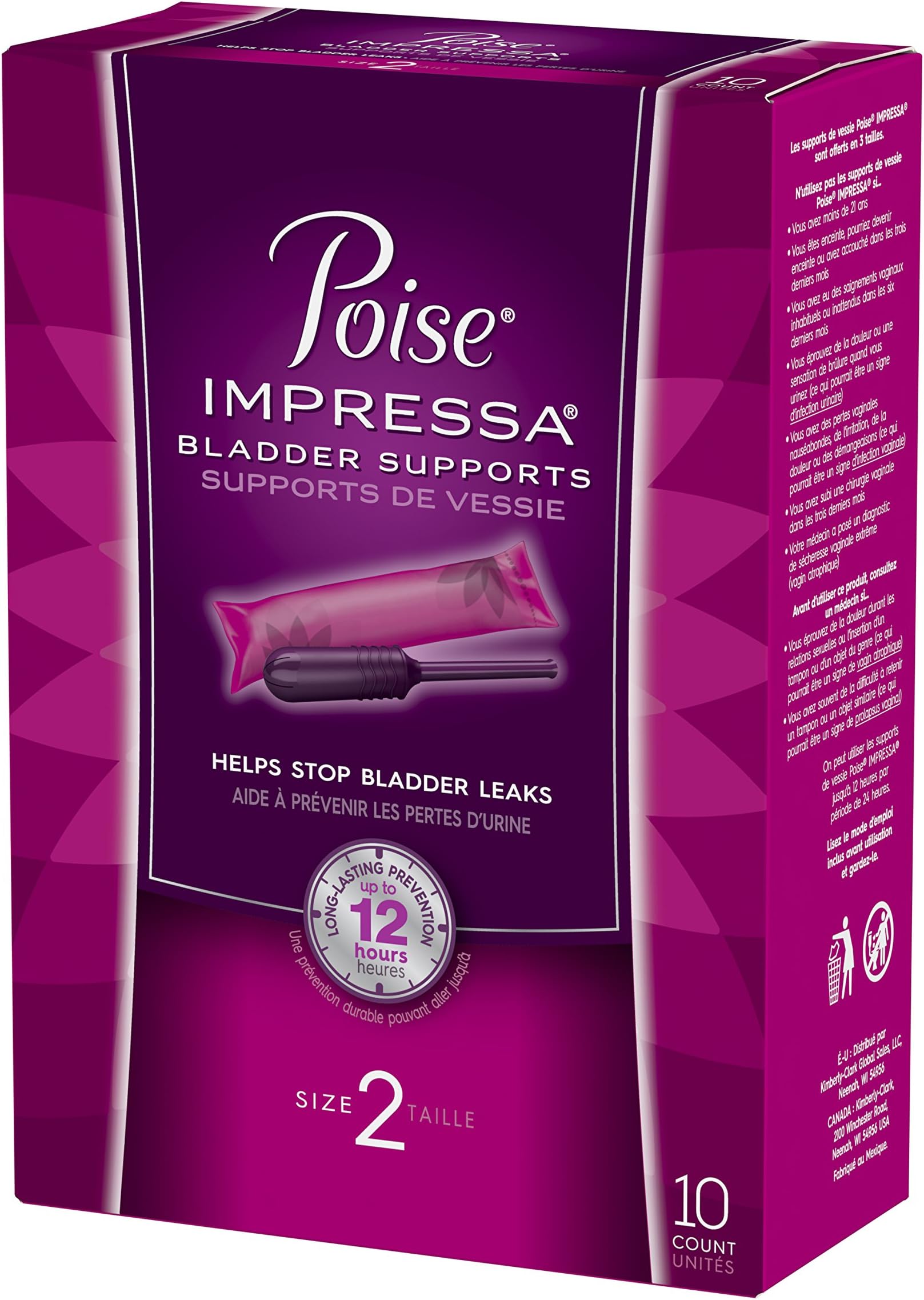 PoiseImpressa Bladder Supports, Size 2, 10 Tampons (Pack of 2)