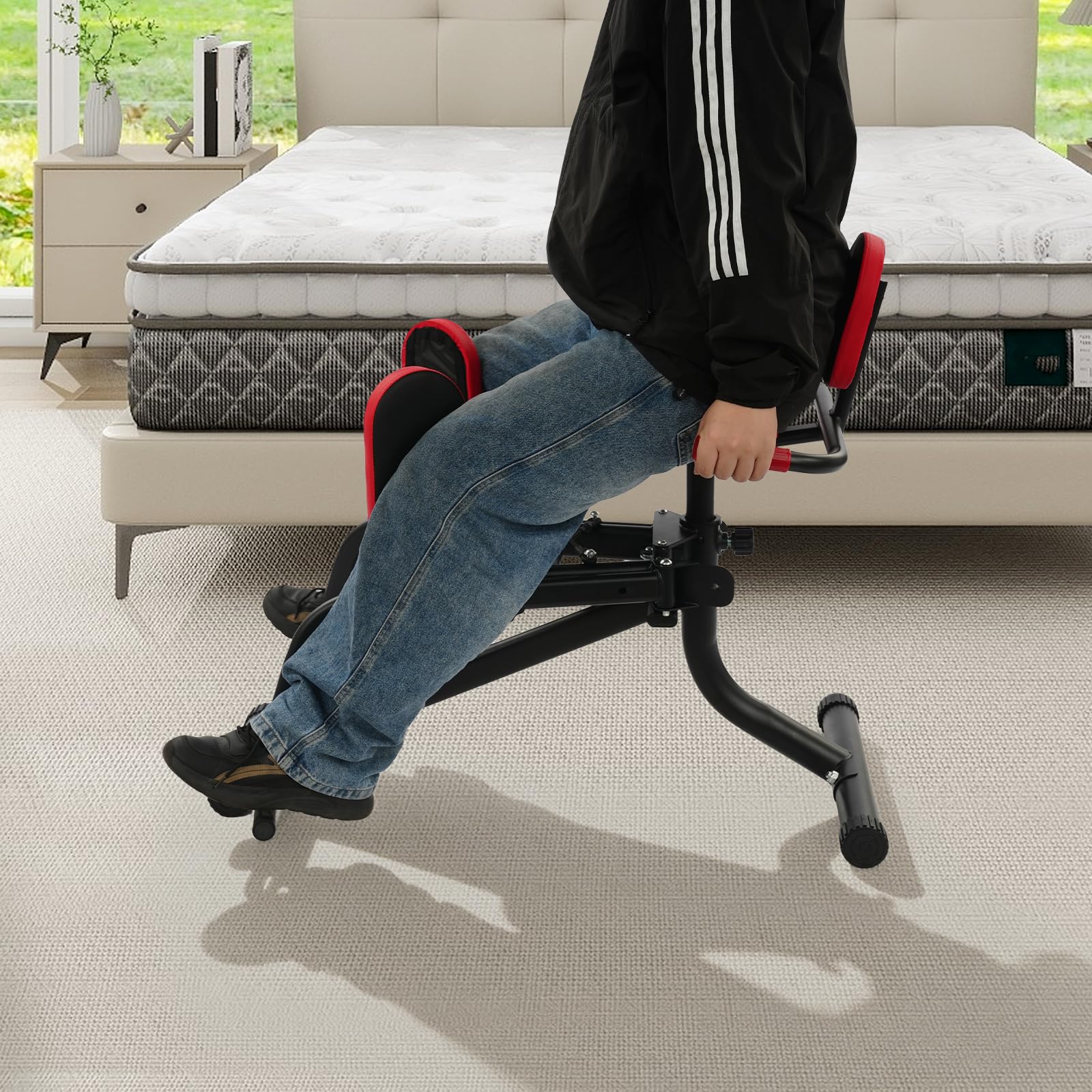 Abduktoren und Adduktoren Trainer, 2 in 1 Hüfttrainer für Zuhause | 70 bis 76 cm höhenverstellbar, Stahlrahmen, Sitz und Rückenlehne gepolstert, 88 x 27 cm, Home Gym