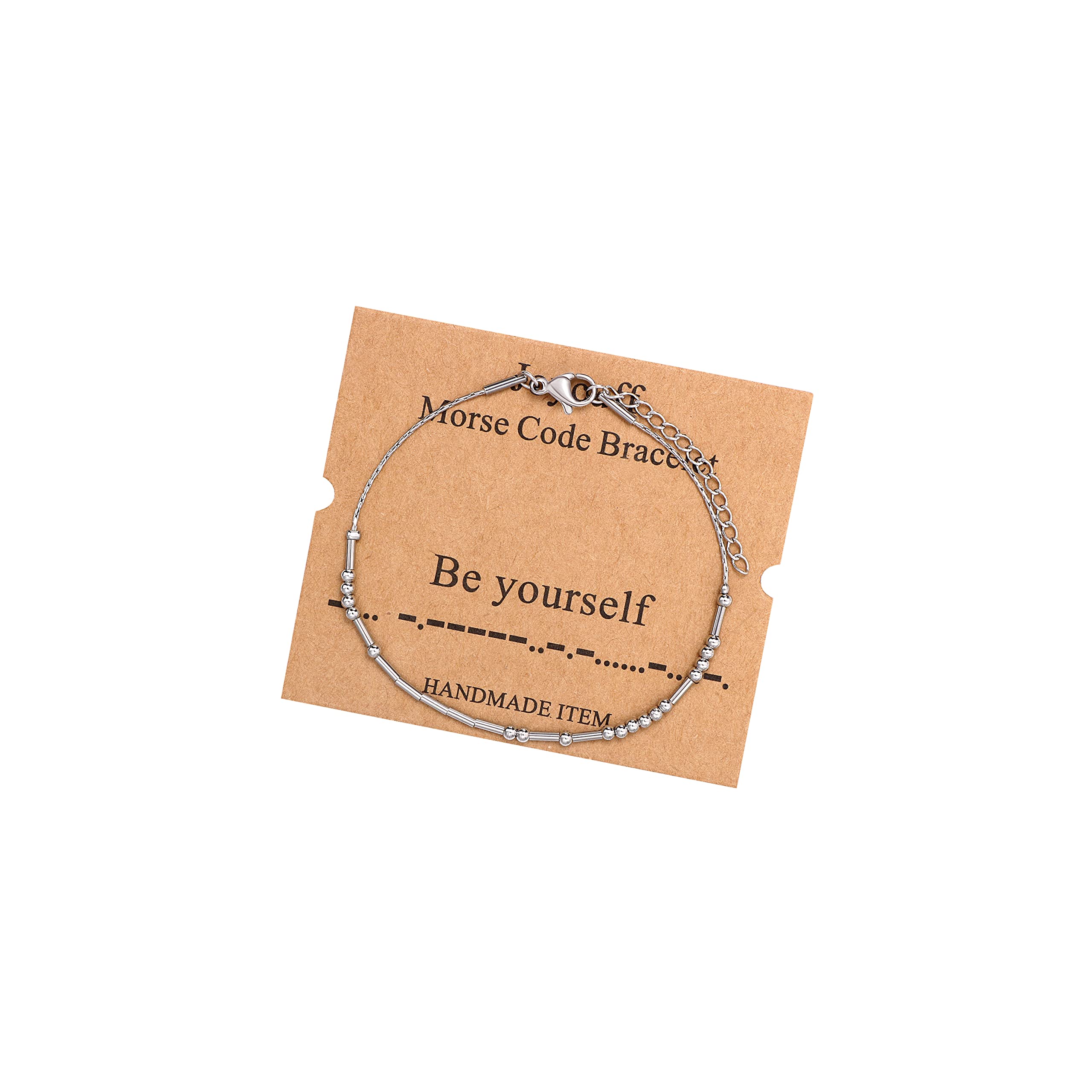 JoycuFF Inspirational Morse Code Bracelets for Women Gold Silver Stainless Steel Beads Encouragement Gifts for Her Daugh