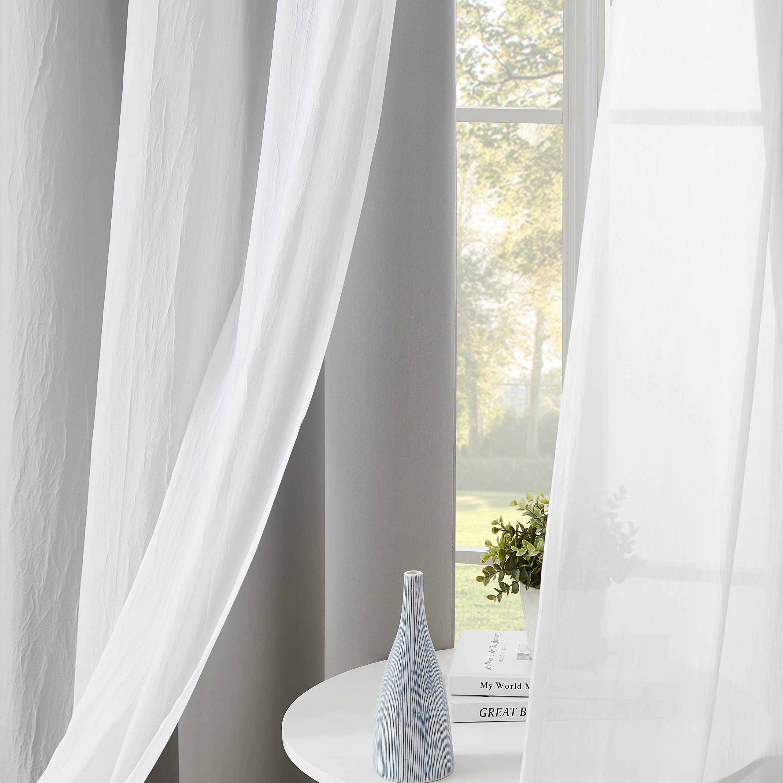 Grey Blackout Window Curtains for Kids Room 95 Inch Length Mix & Match Double Layers Grommet Curtain Panels Grey Ombre Sheers Overlay 90% Room Darkening Thermal Drapes for Patio, 52" w 4 Pieces