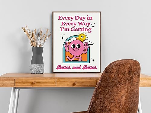 Miniatura 6 de Póster retro para pared, decoración de pared inspiradora, póster motivacional de mentalidad de crecimiento, cita positiva, afirmación de moda,