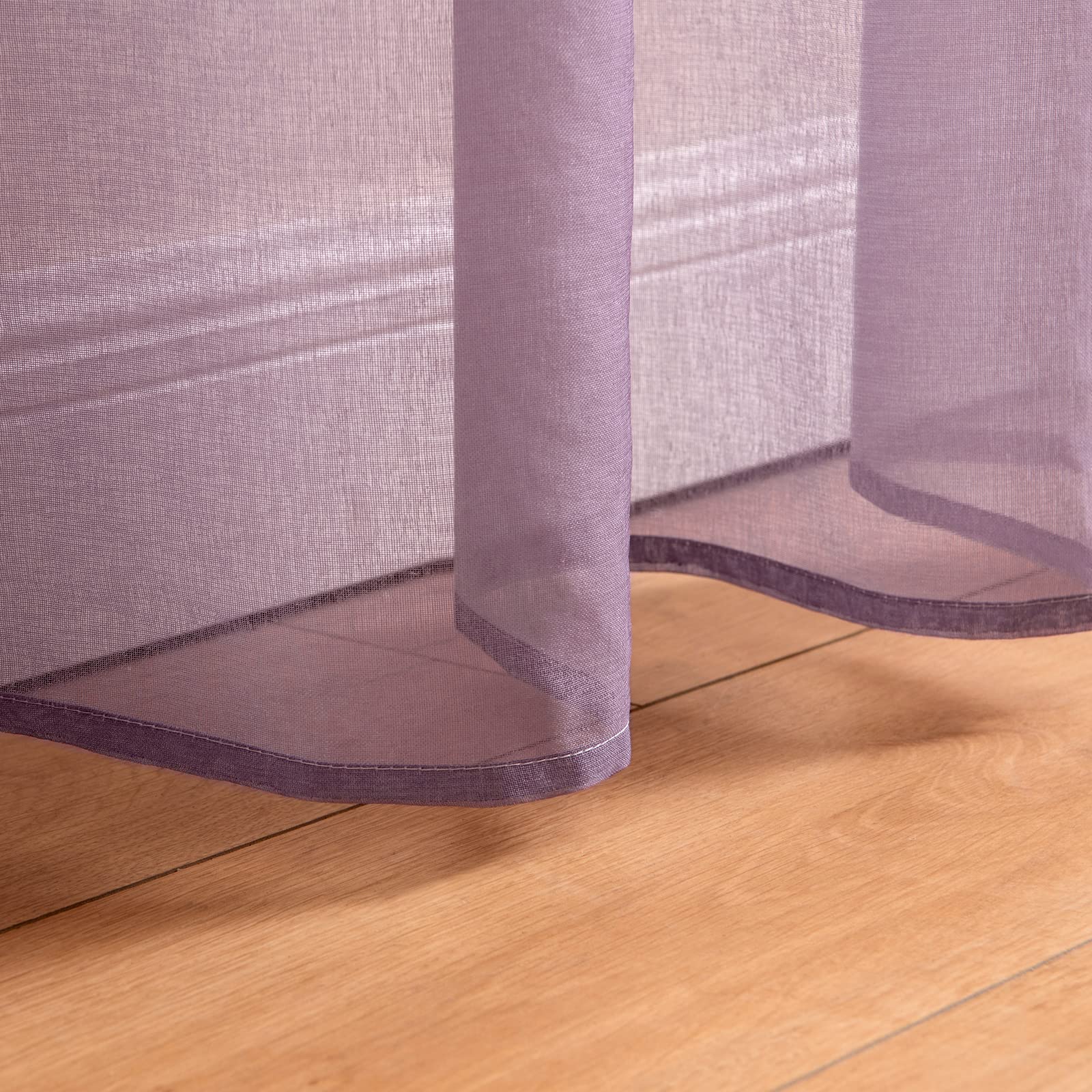 MIULEE Lot de 2 Voilages Rideaux Dégradé à Oeillet Moustiquaires de Fenêtre en Polyester de Couleur Changée Voile Ombre Demi-Transparent Décor pour Salon Chambre Bureau 140x215CM(L x H) Violet Clair