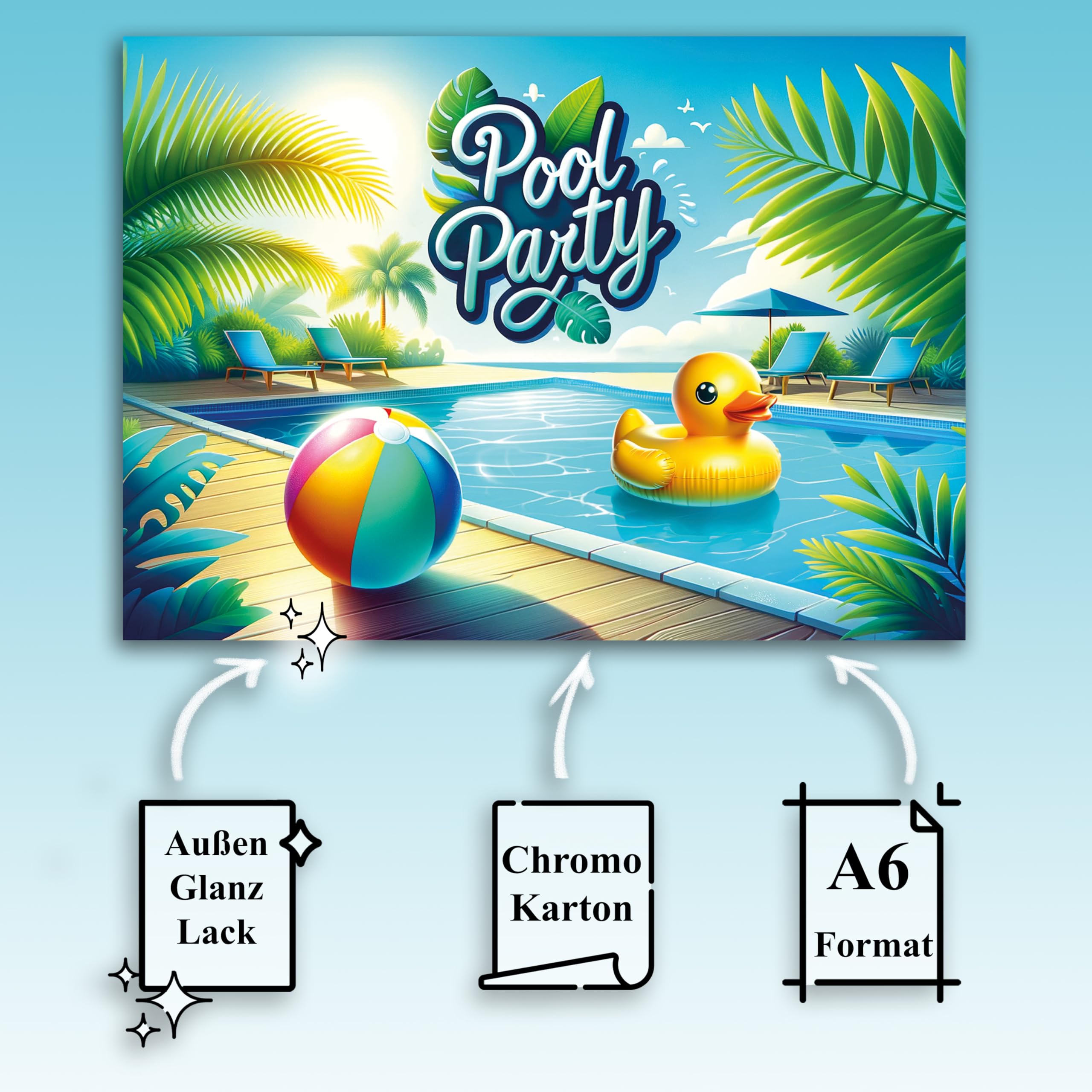 Lot De 12 Cartes D'invitation Pour Fête Au Bord De La Piscine Avec Enveloppes Blanches – Cartes D'invitation à Une Fête Au Bord De La Piscine Pour Enfants, Garçons, Filles, Adolescents