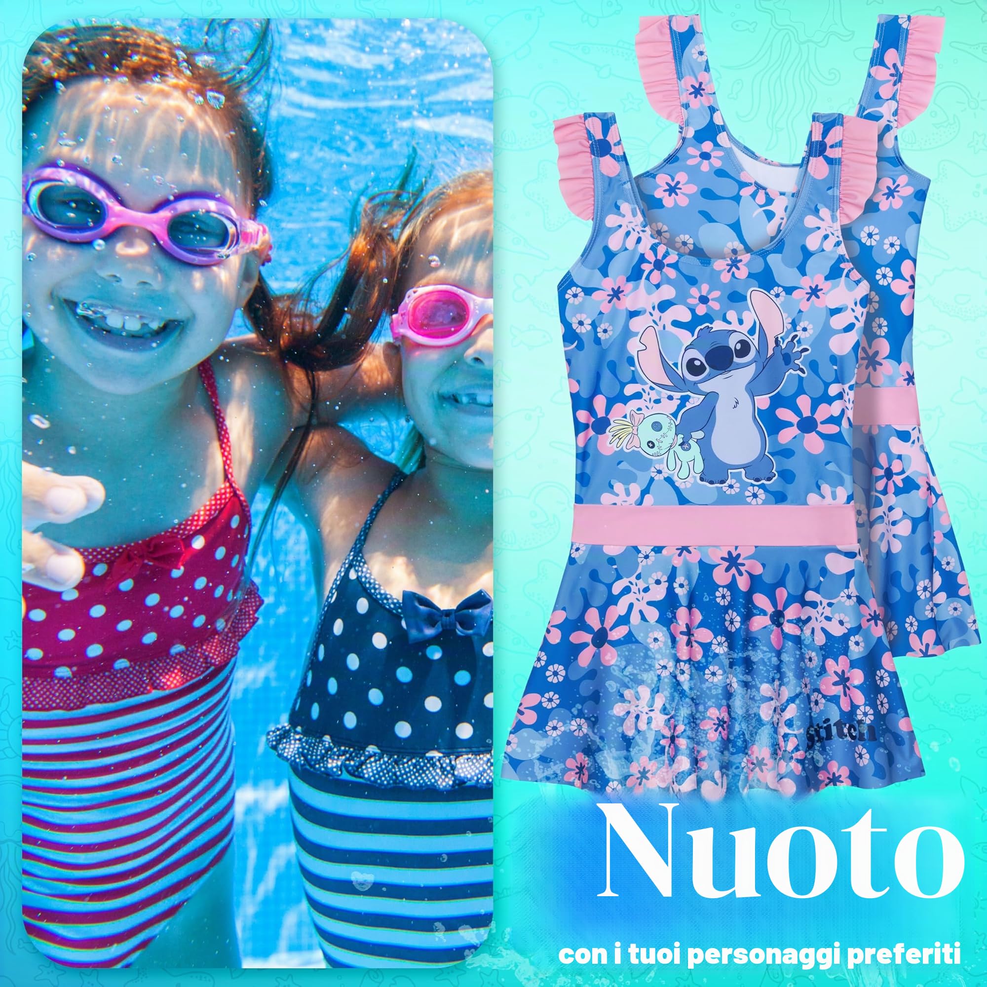 Get Trend Costume Piscina Bambina Ragazza Costume Intero Elastico Costumi Bagno Comodi Costume con Gonna Idee Regalo