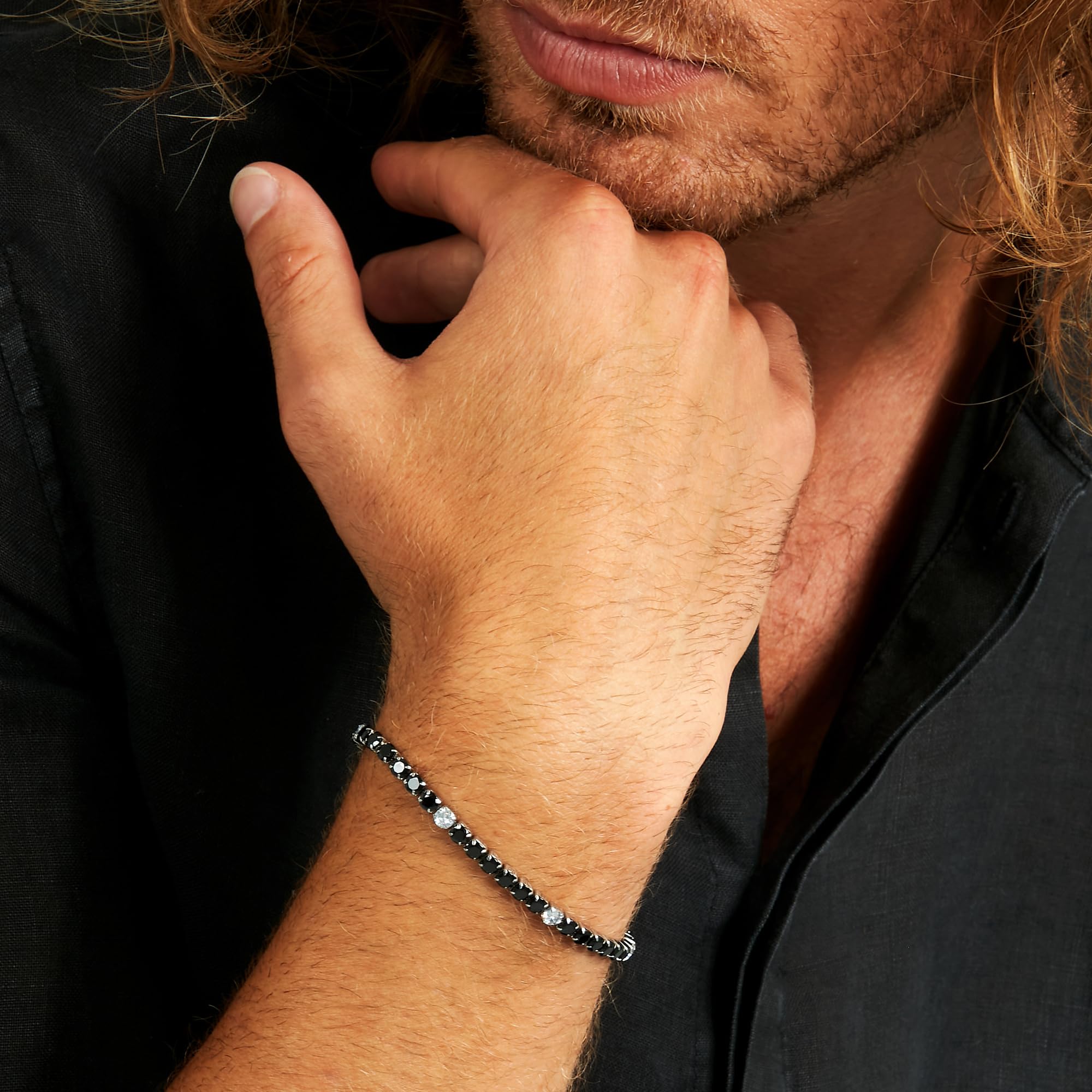 Sector No Limits Bracciale Uomo in Acciaio, Zirconi, Smalto, Collezione Tennis, Tennis - SANN50