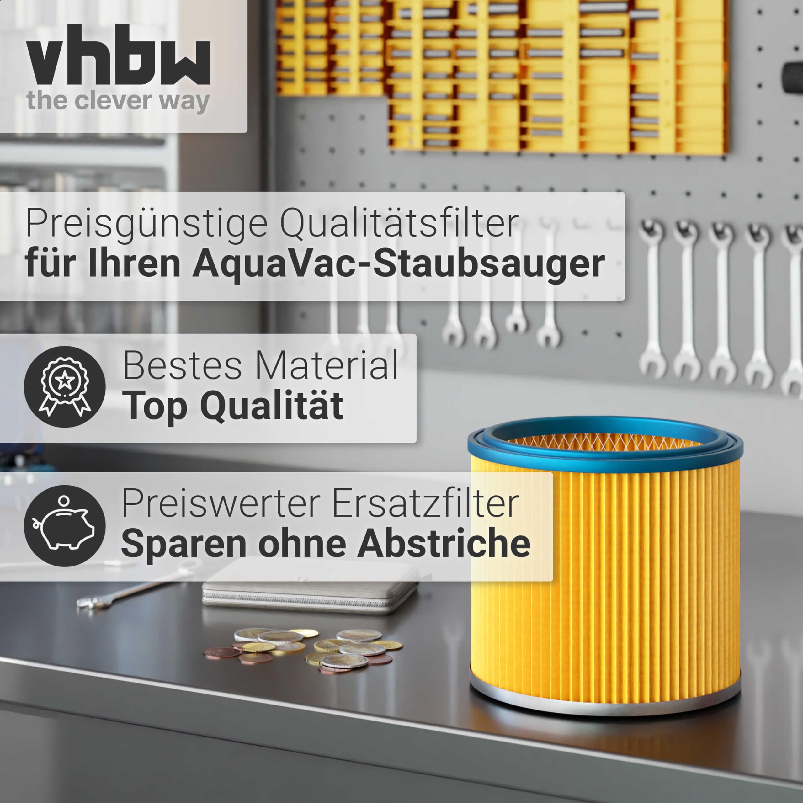 vhbw filtr okrągły / filtr lamelowy pasujący do odkurzacza Aqua Vac 7400, 7402, 7404, 7405, 7409,7000, 7002, 7413, 7423