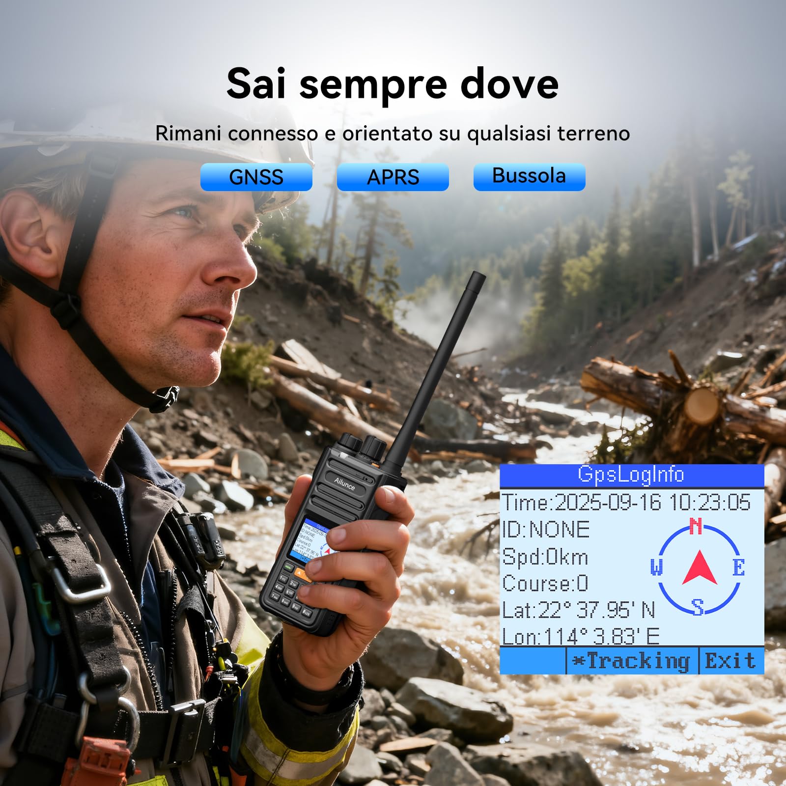 Retevis Ailunce HA2 Radioamatore APRS/GPS, Bluetooth Walkie Talkie, Controllo APP, Radio Doppia Banda IP67, Banda Aeronautica, FM, 2800mAh USB-C Ricetrasmittenti Professionali (1 Stück)