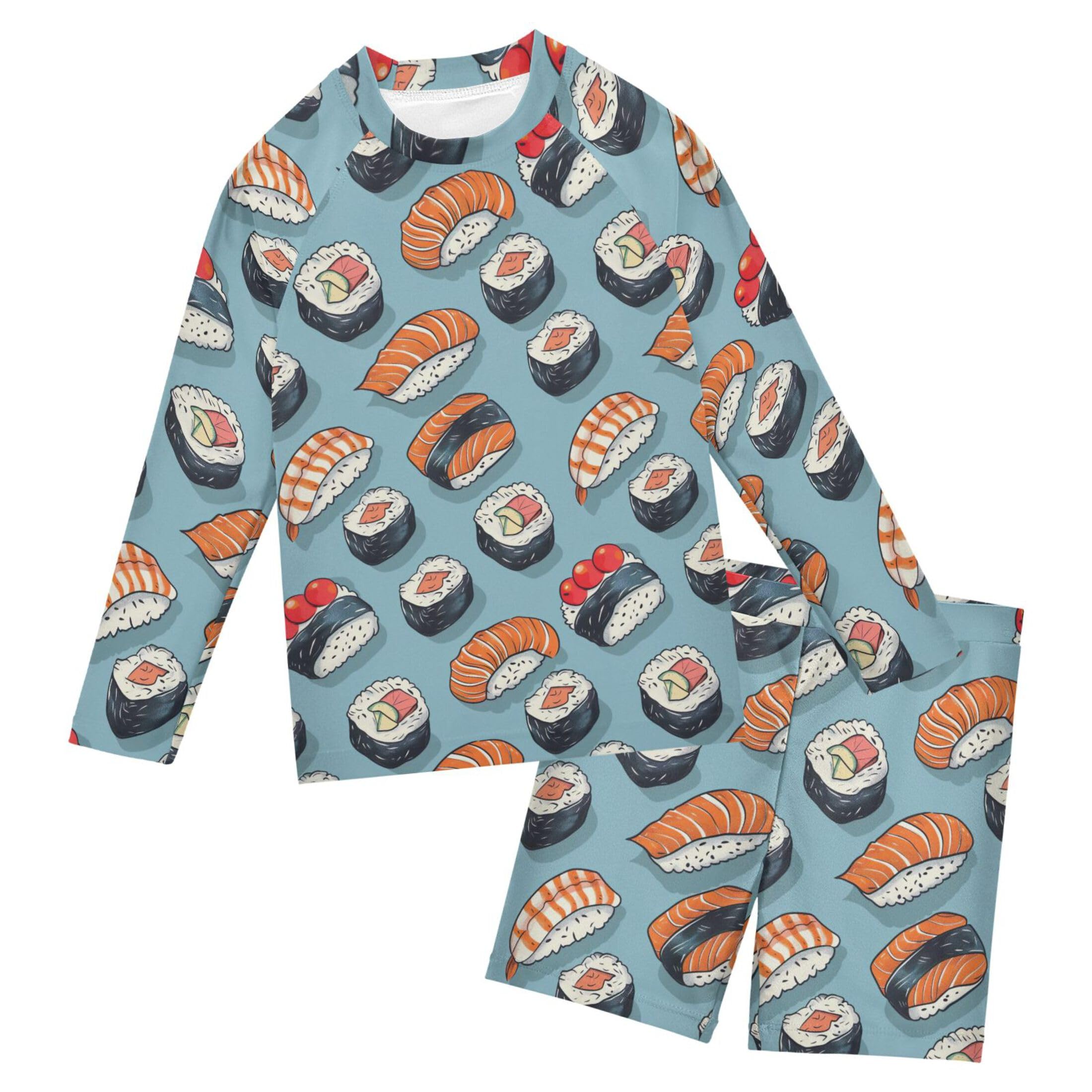 Sushi Food Baby Boys' Toddler Long Sleeved Rashguard Swim Bathing Suit Set B0403695