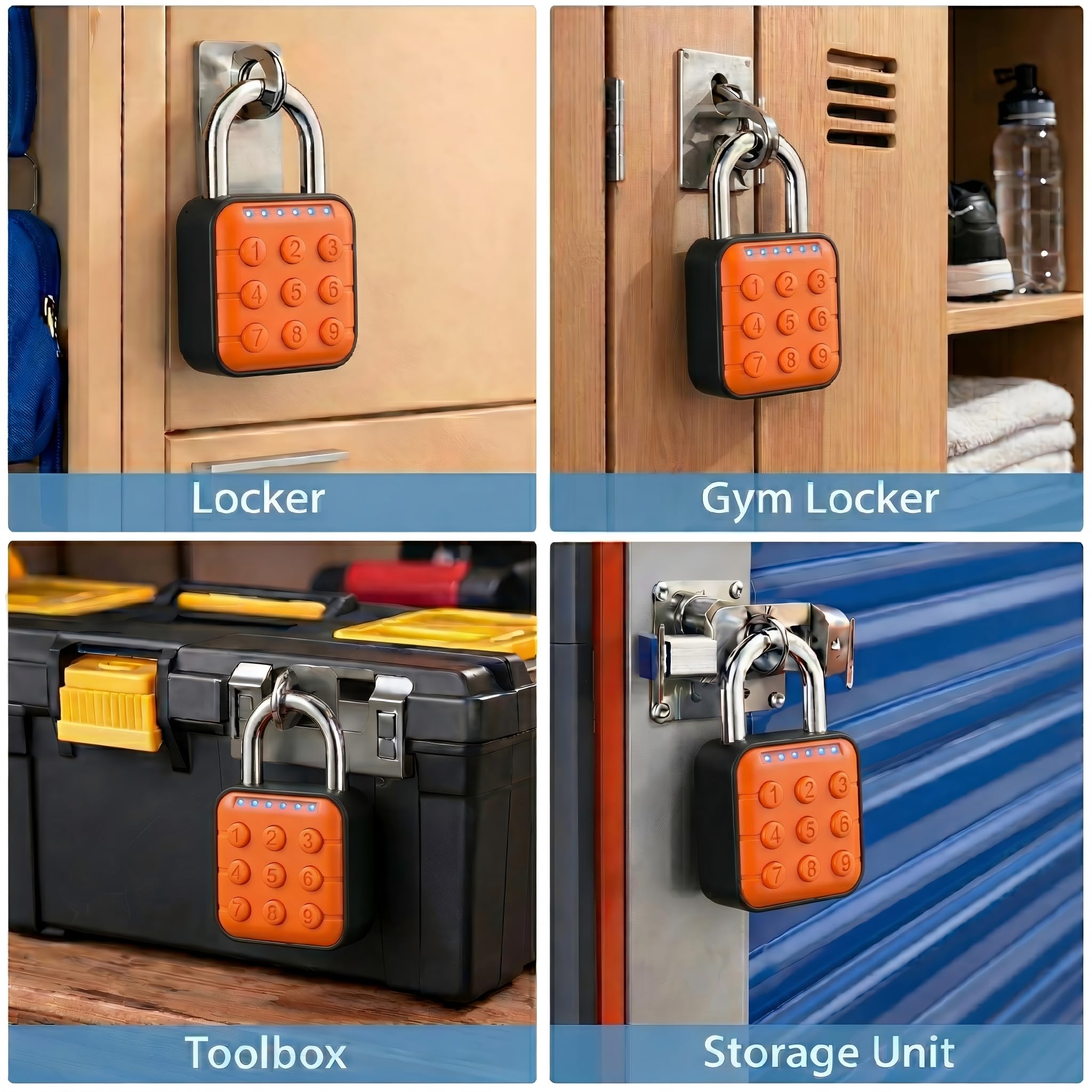 Candado de combinación, paquete de 2 candados de combinación con código de 6 dígitos, candado digital con entrada sin llave, cerradura de aleación de zinc impermeable IP67 para taquilla