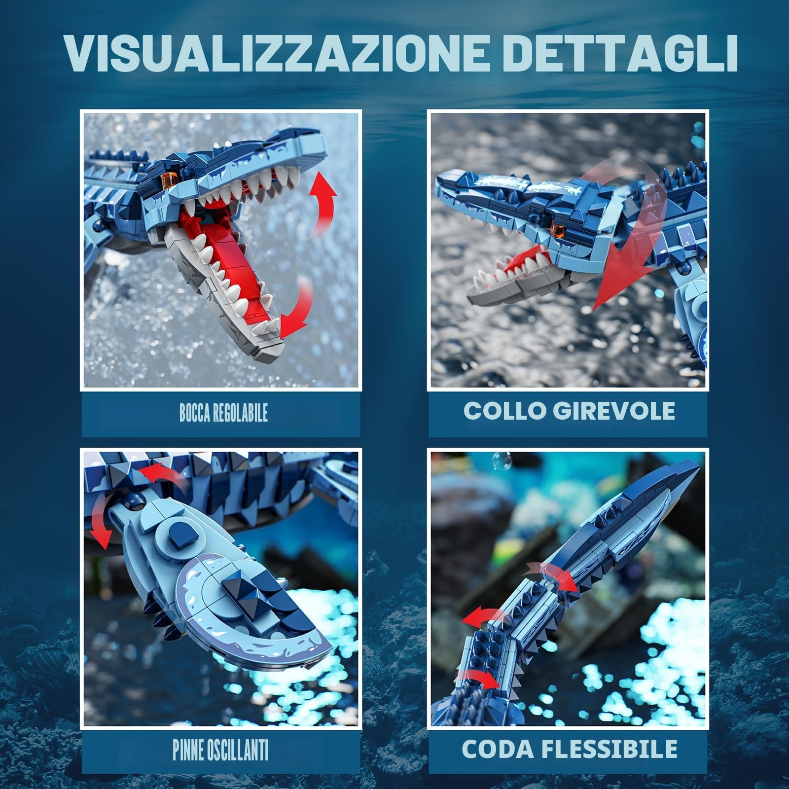 TYCOLE Mosasaurus Set di Costruzione Dinosauri per Bambini Adulti 805 Pezzi | Modello Dinosauro Giocattolo Regalo Bambina Bambino 6 anni per Halloween Natale e Compleanno