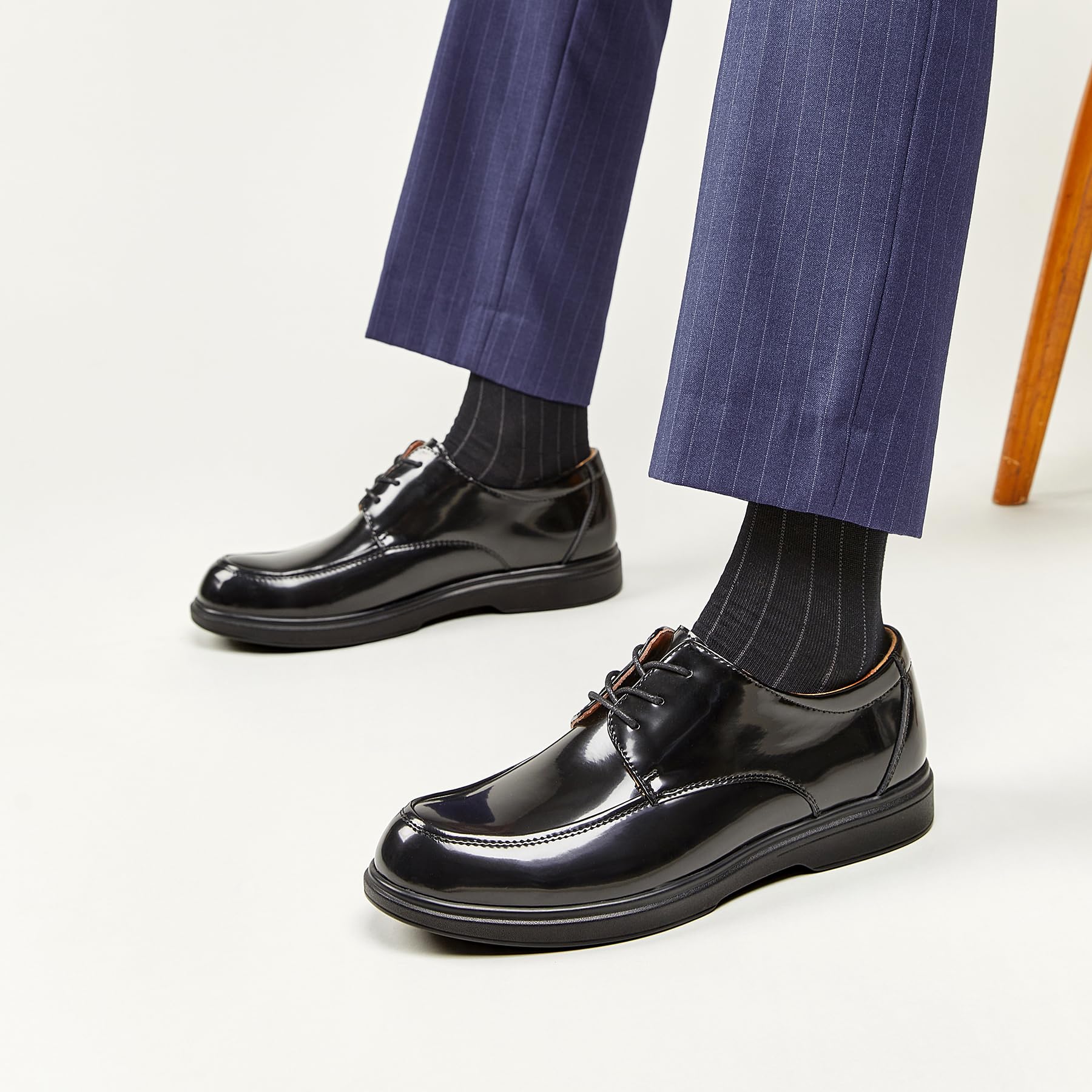 Allthemen Scarpe Eleganti Uomo Oxford in Pelle Mocassini da Lavoro Basse Vintage Derby Stringate Bovina