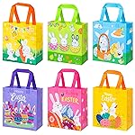 GOMANCHE Easter Egg Hunt Bags with Handle, 6 Pcs N