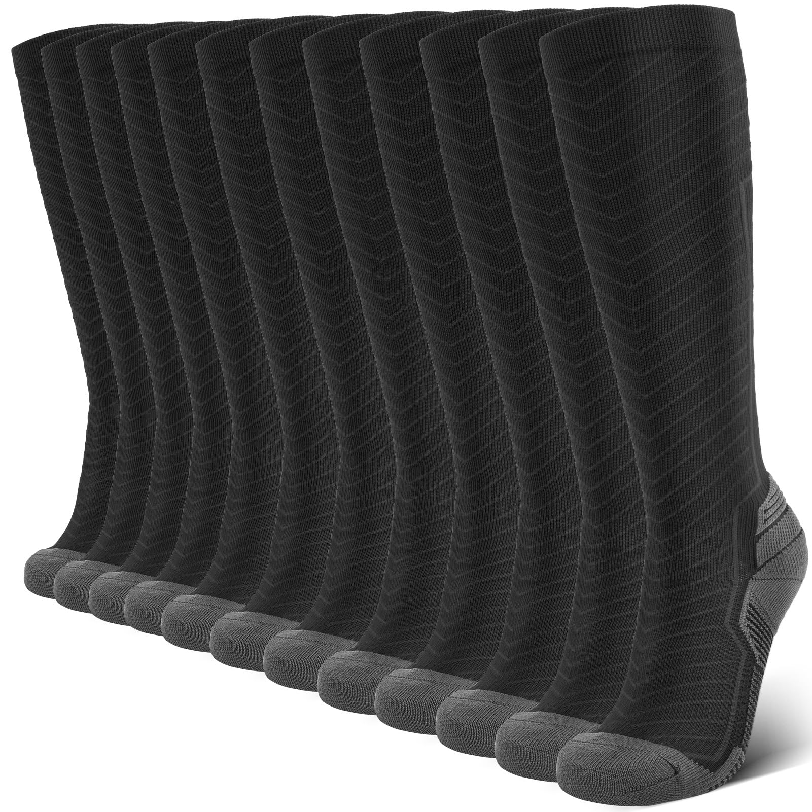 Compression Socks for Men & Women (2/4/6 Pairs) 20-30 mmHg Graduated Compression Knee High for Running, Athletic