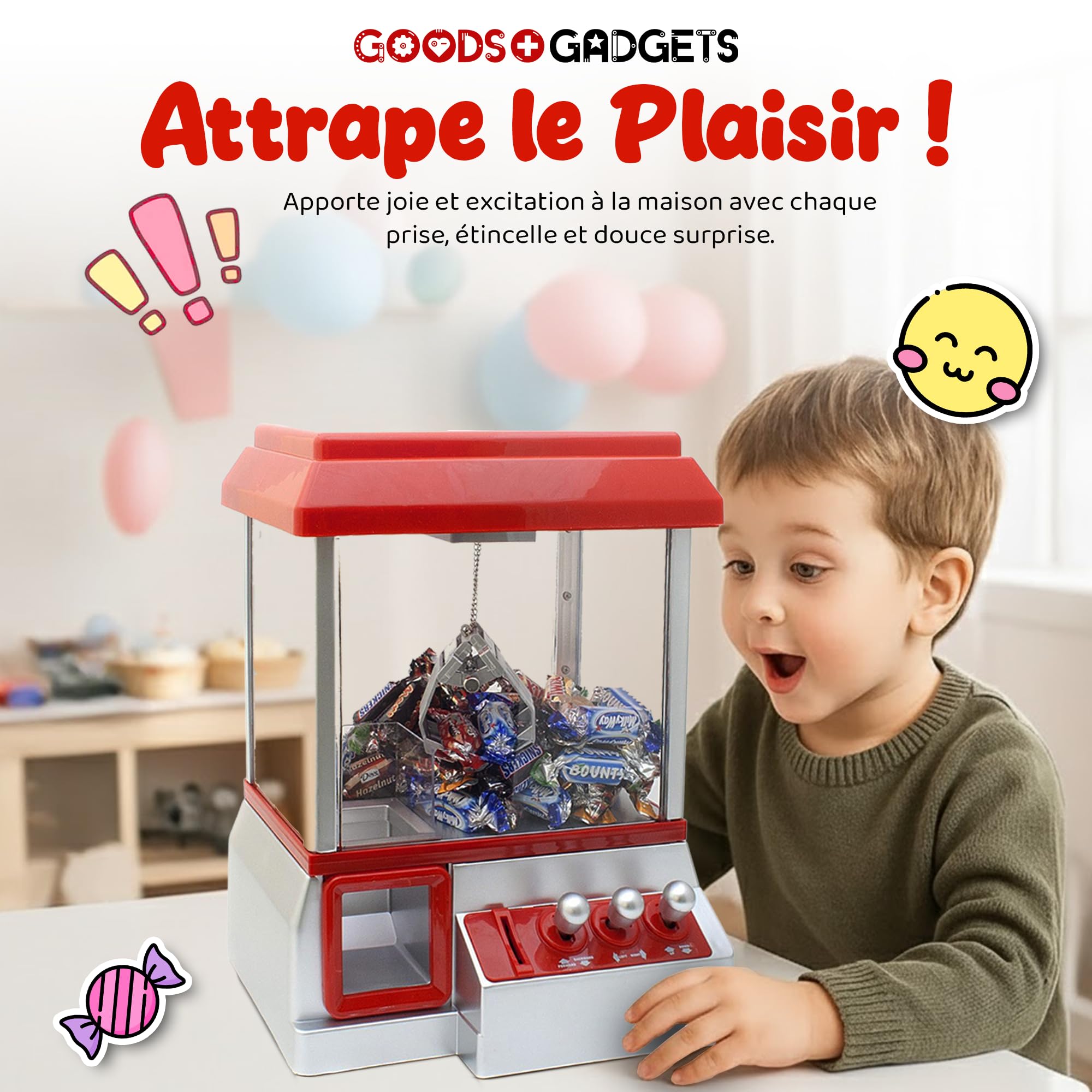 GOODS+GADGETS Candy Grabber Machine à Bonbons Rouge
