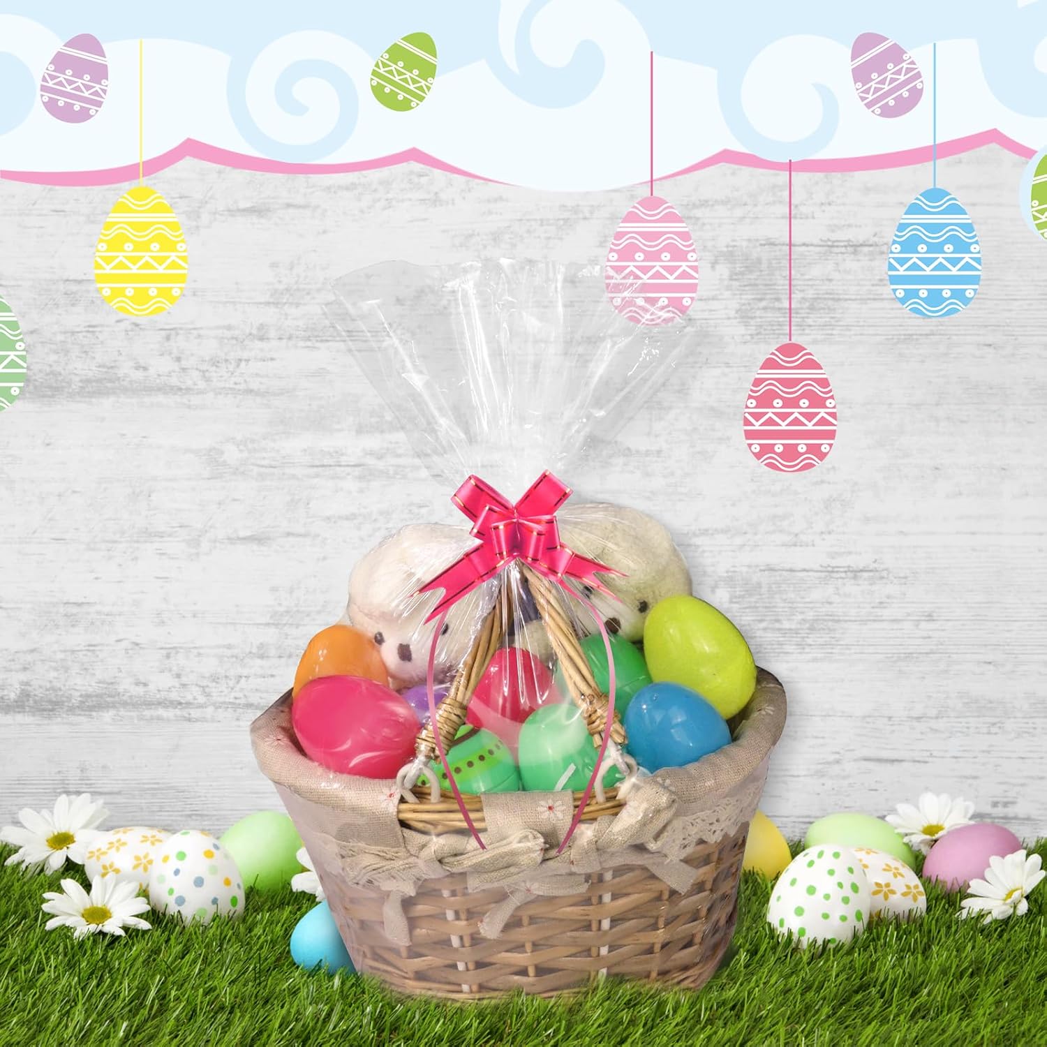 Yeumk Shrink Wrap Bags for Christmas Gift Baskets 16x24 Inches 10 Pack Clear Cellophane PVC Heat Shrink Bags for Gift Wrapping Halloween Easter Valentine's Day Mother's Day - Image 8