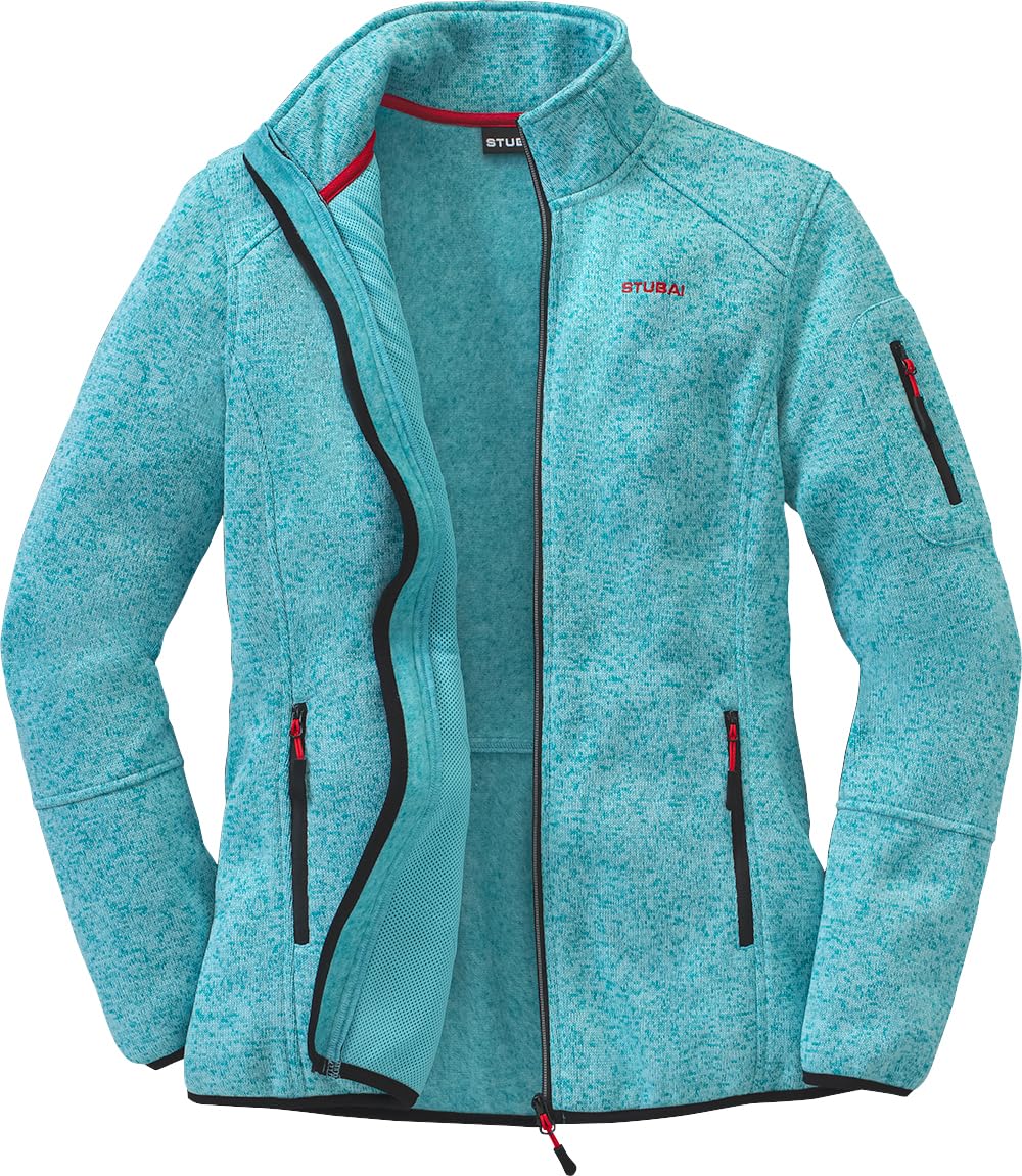 STUBAI Damen Strickfleecejacke, mit flauschigem Fleece auf der Innenseite, Übergangsjacke mit Reißverschluss, modische Damenbekleidung, Türkis, Gr. 36-48